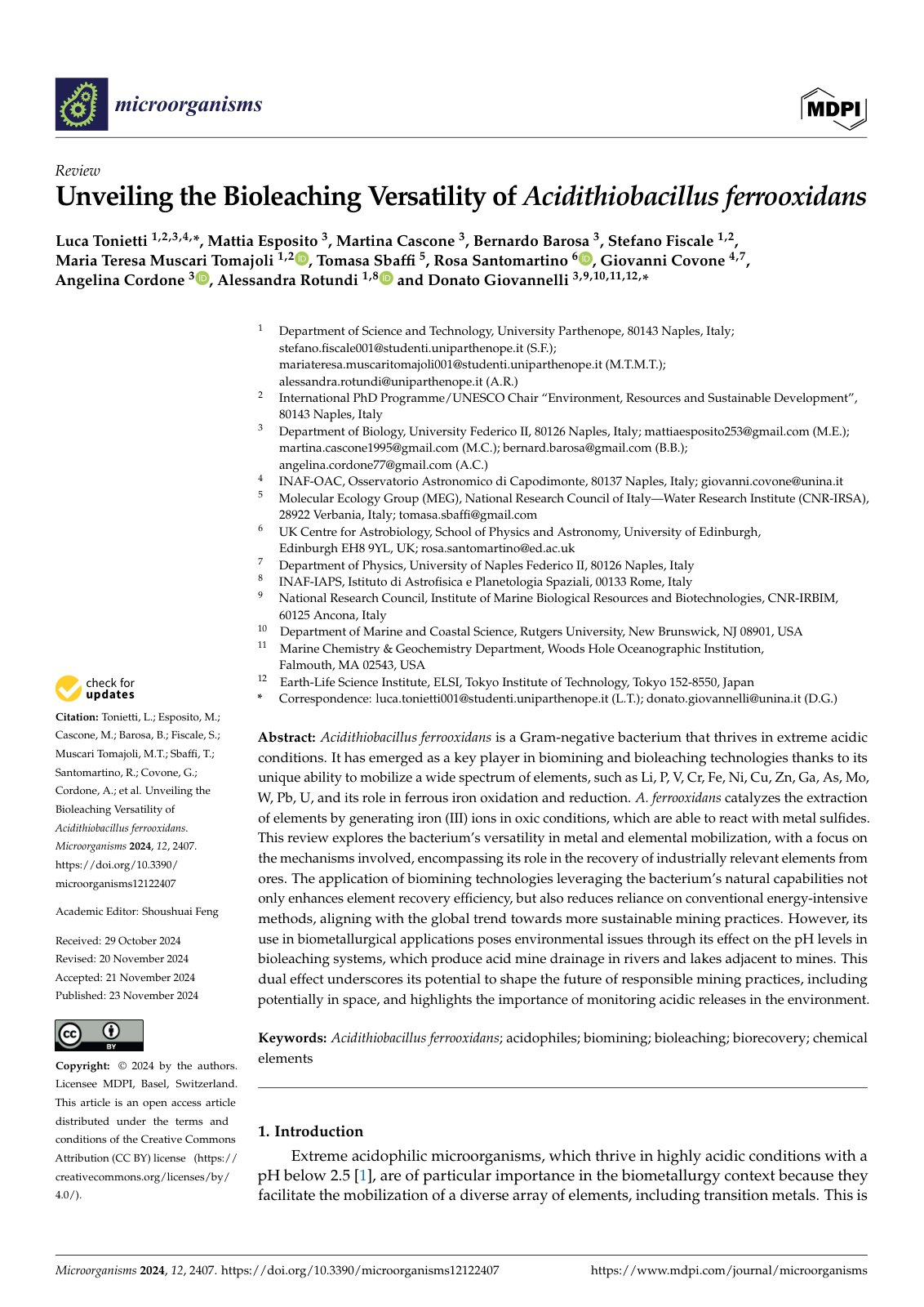 First page of Unveiling the Bioleaching Versatility of Acidithiobacillus ferrooxidans