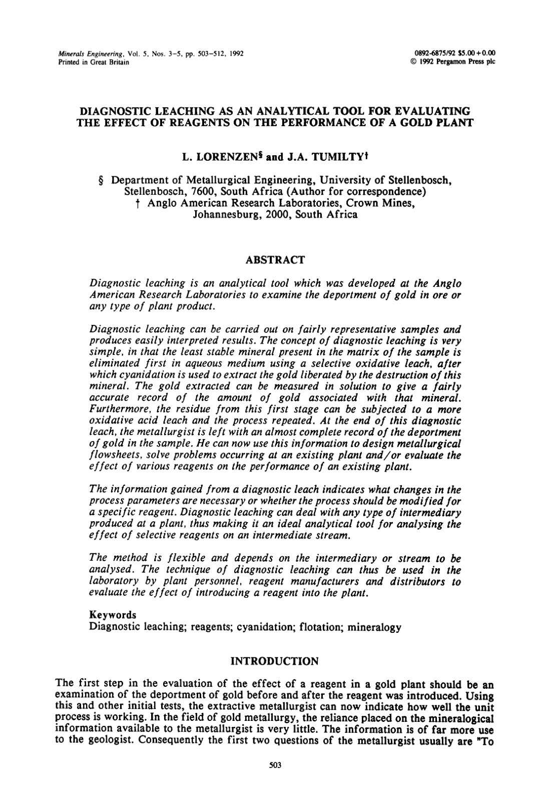 First page of Diagnostic leaching as an analytical too