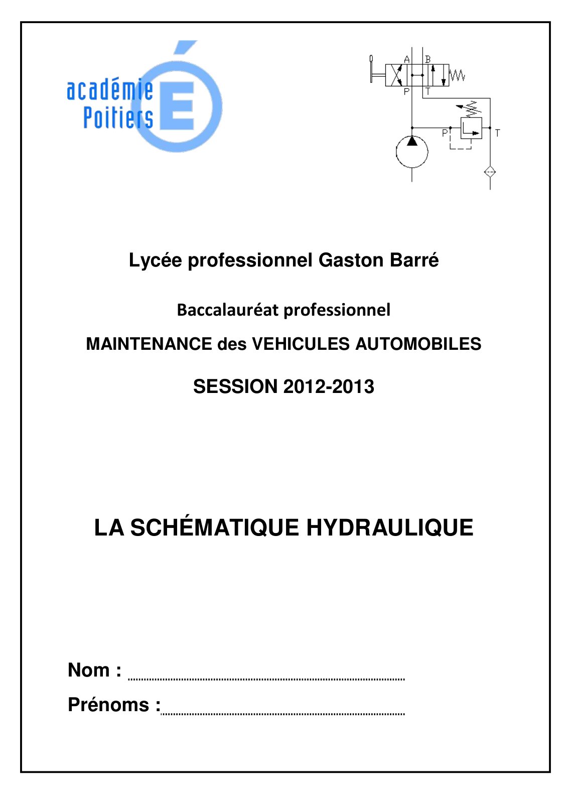 First page of LA SCHÉMATIQUE HYDRAULIQUE