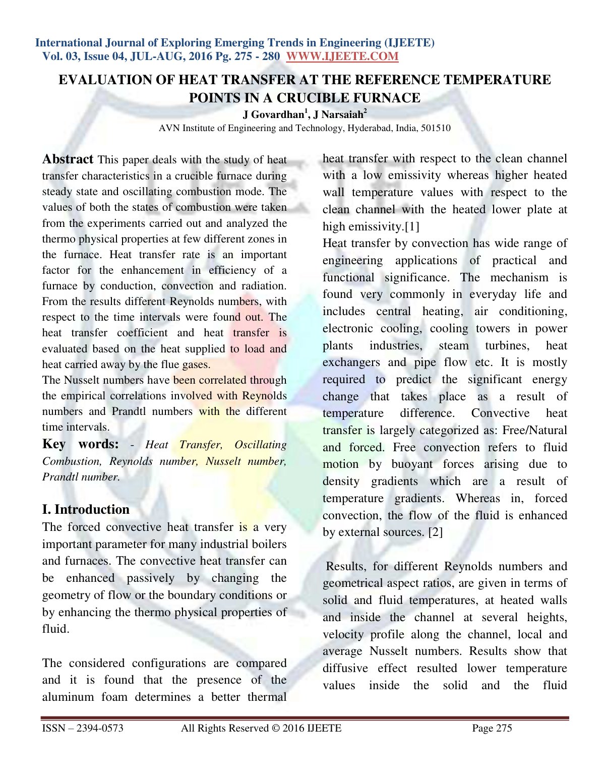 First page of EVALUATION OF HEAT TRANSFER AT THE REFER