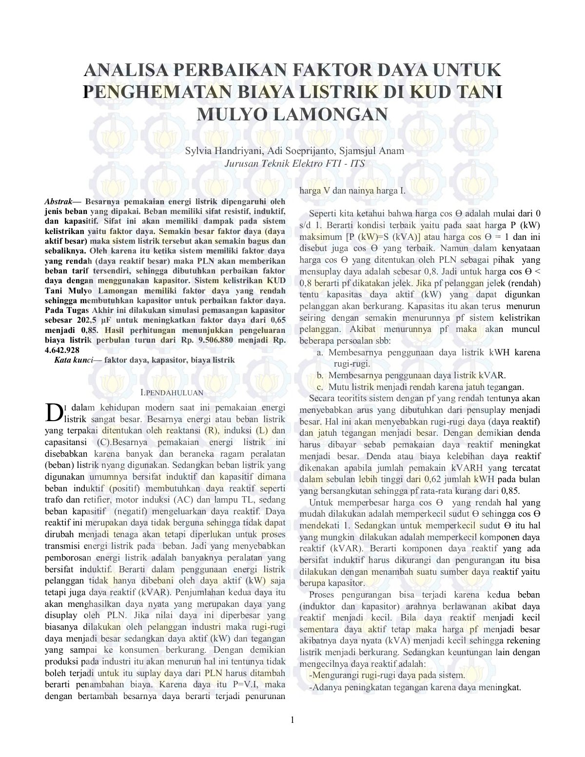 First page of 2 Perbaikan Faktor Daya pdf