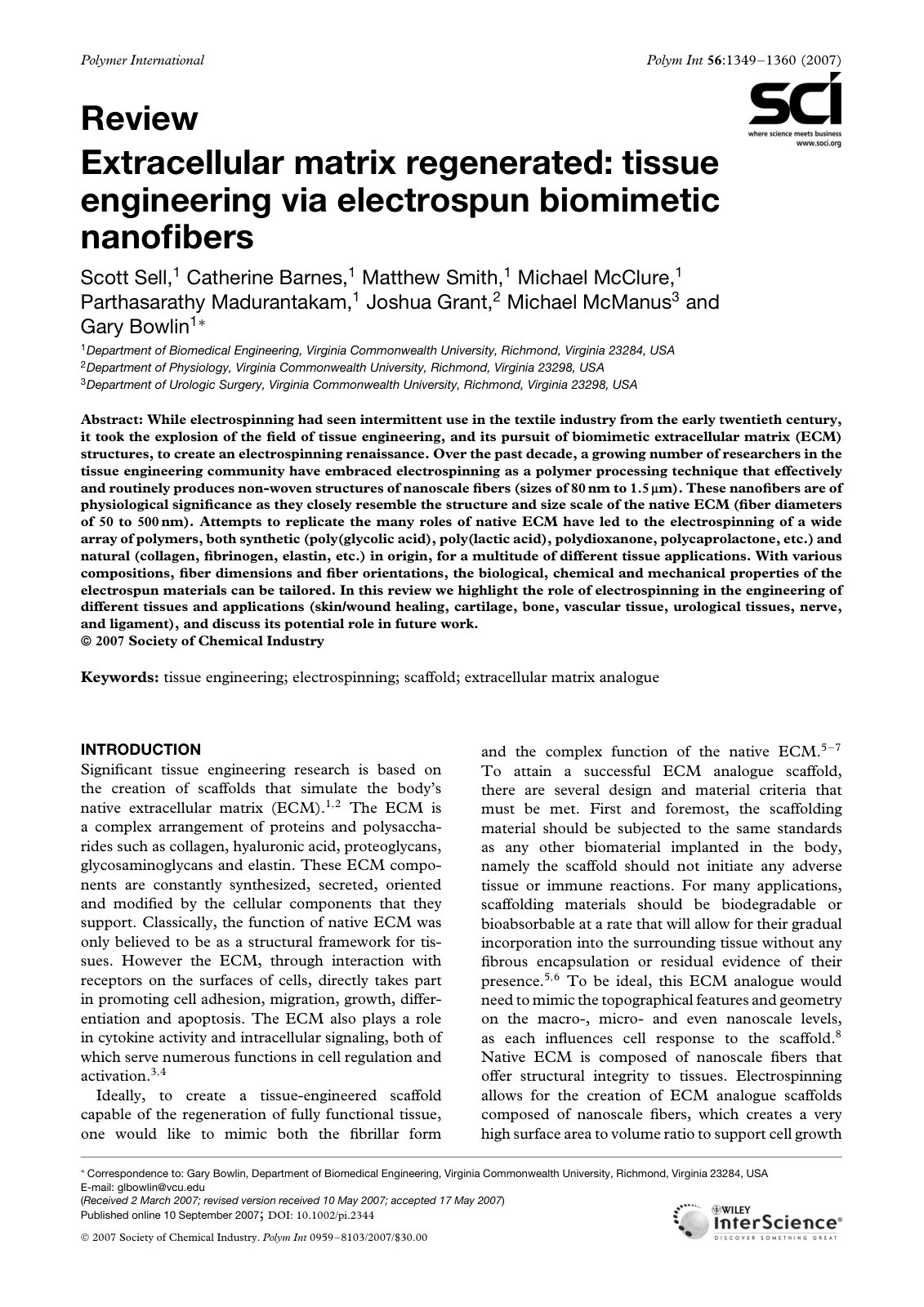 First page of Extracellular matrix regenerated tissue