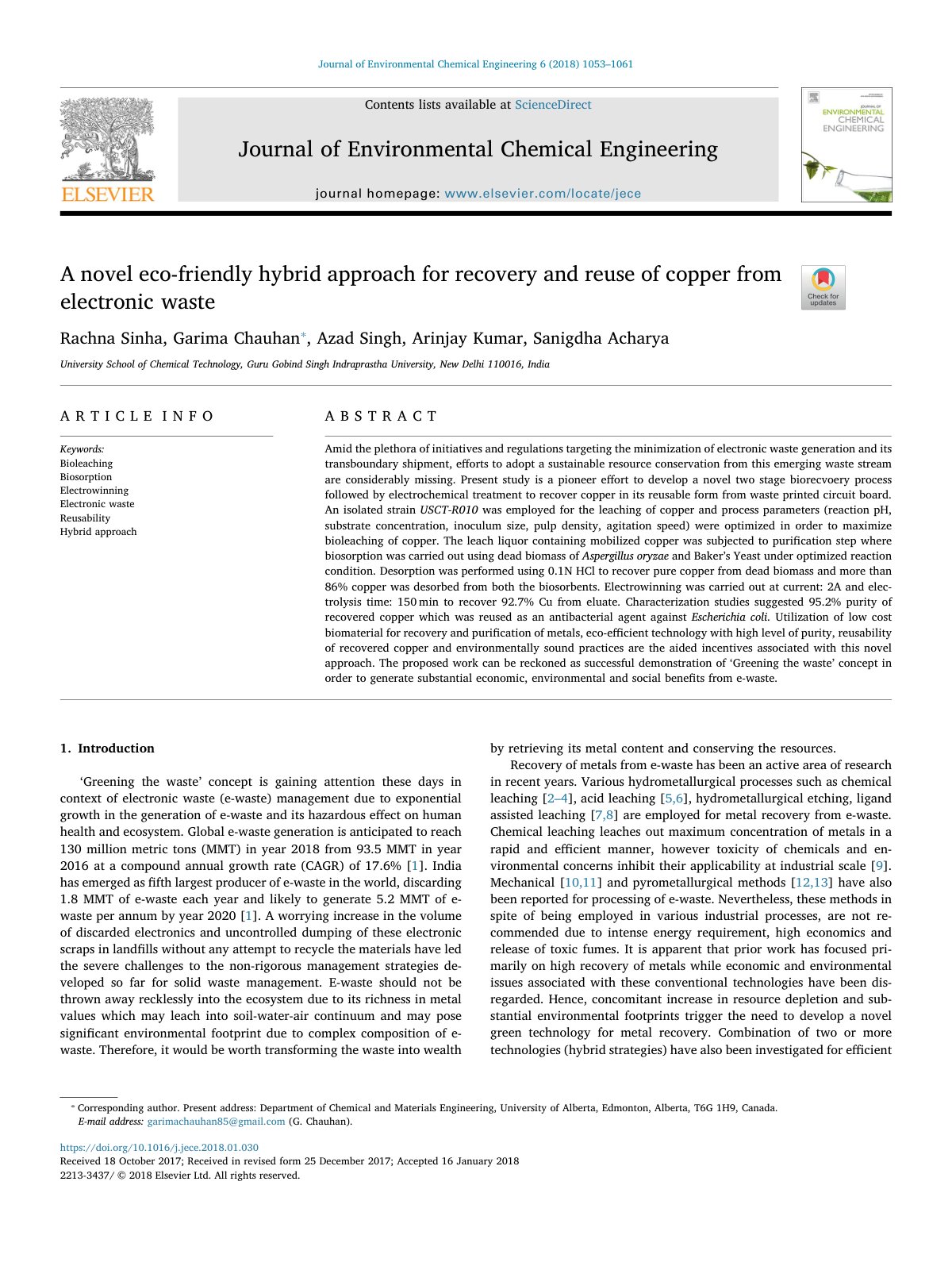 First page of A novel eco friendly hybrid approach for
