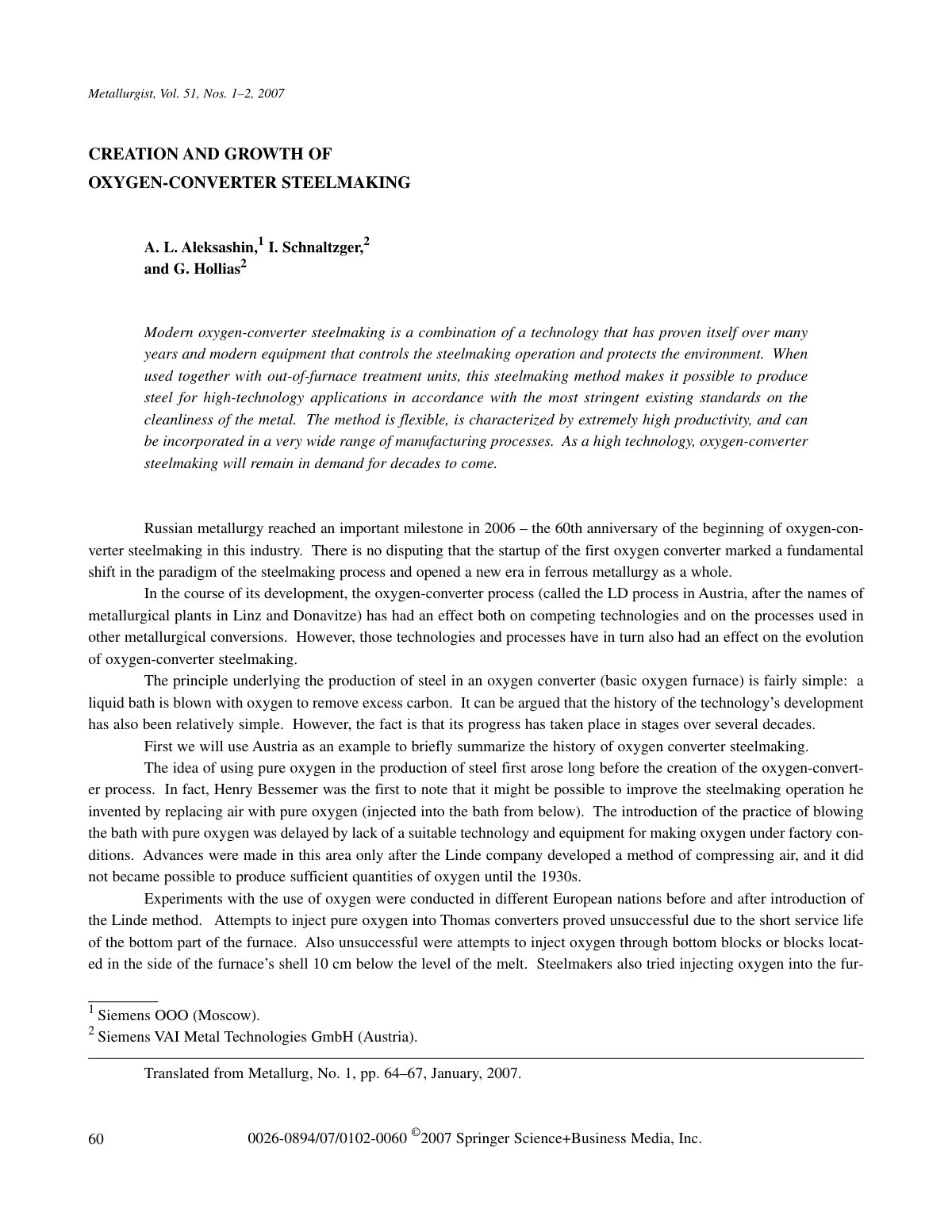 First page of Modern oxygen-converter steelmaking