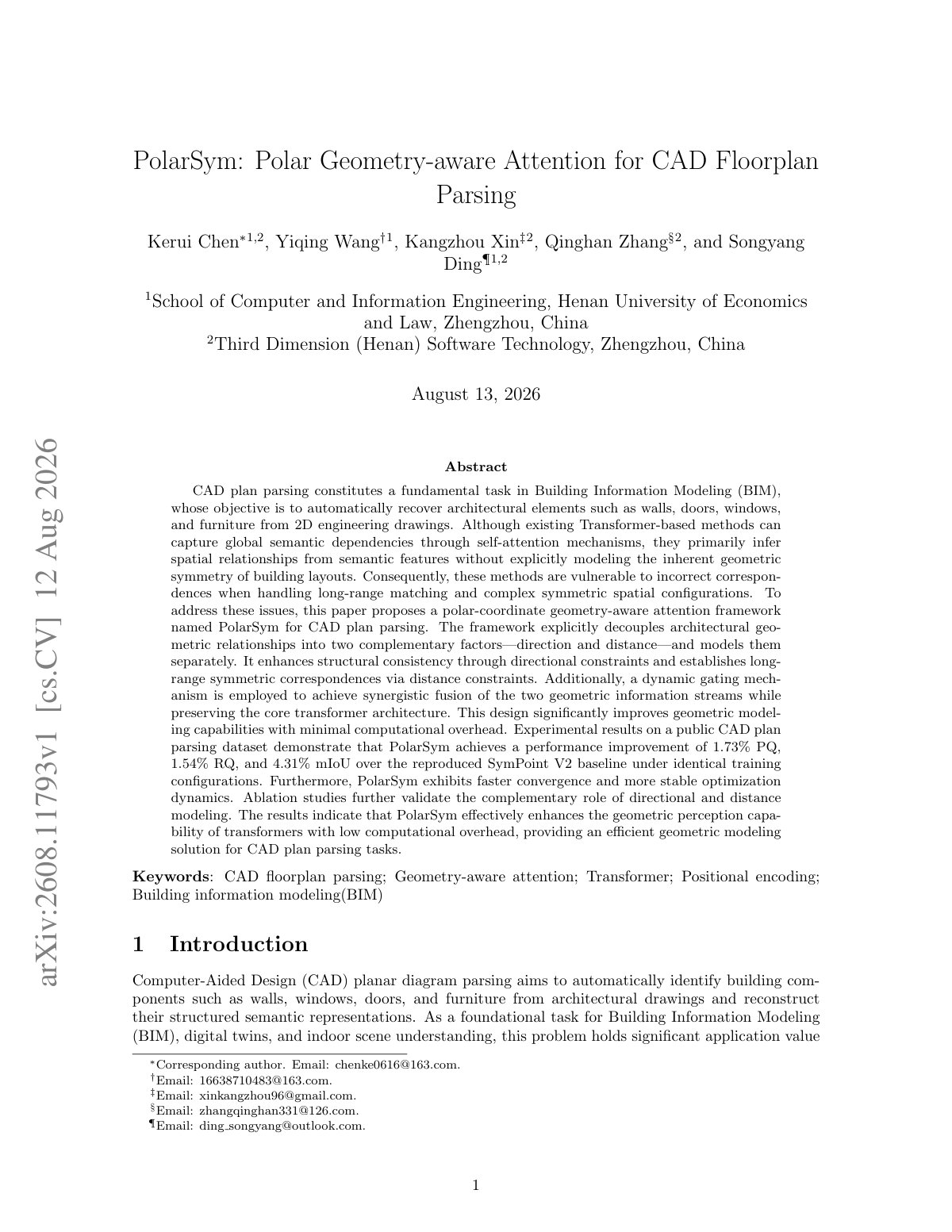 First page of PolarSym: Polar Geometry-aware Attention for CAD Floorplan Parsing