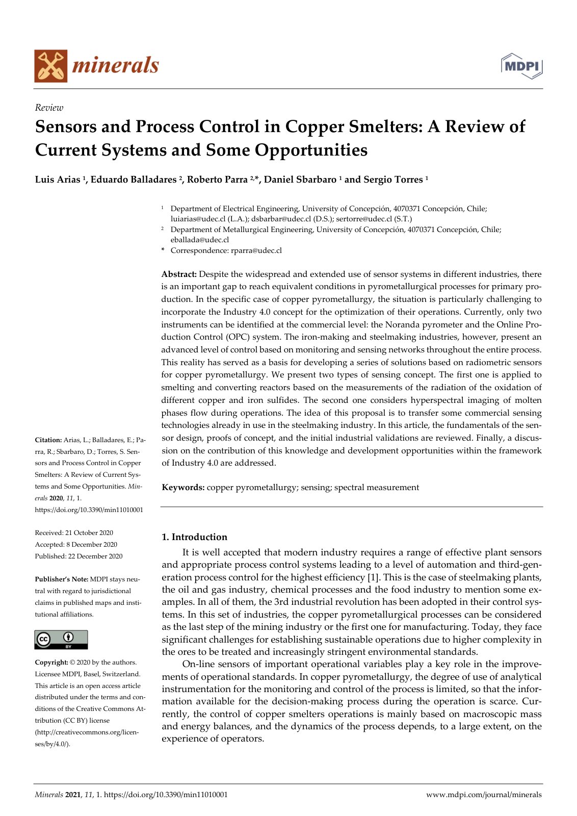 First page of Minerals 2021, 11, 1. https://doi.org/10.3390/min11010001