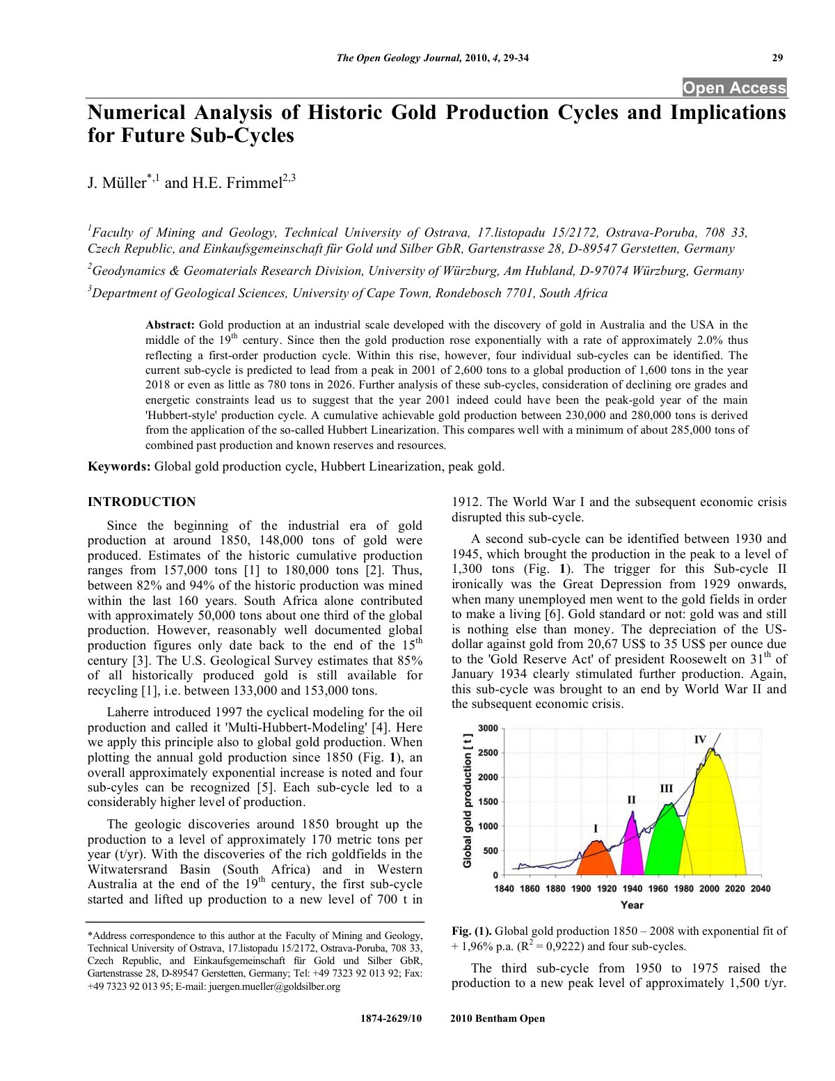 First page of Numerical Analysis of Historic Gold Prod