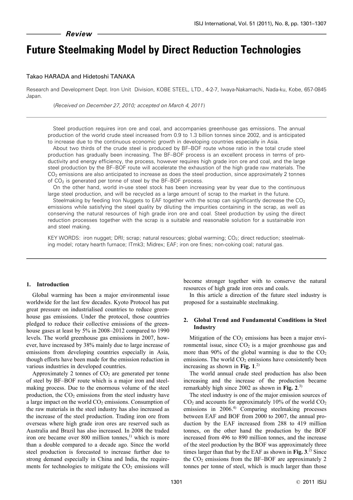 First page of 033 Future Steelmaking Model by Direct Reduction Technologies