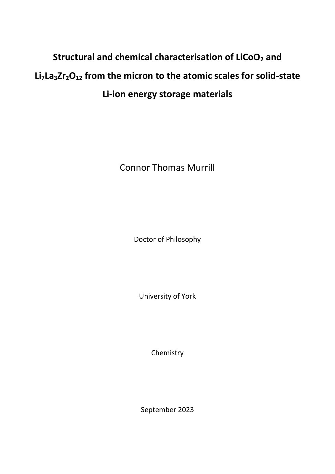 First page of Structural and chemical characterisation of LiCoO2 and Li7La3Zr2O12 from the micron to the atomic scales for solid-state Li-ion energy storage materials