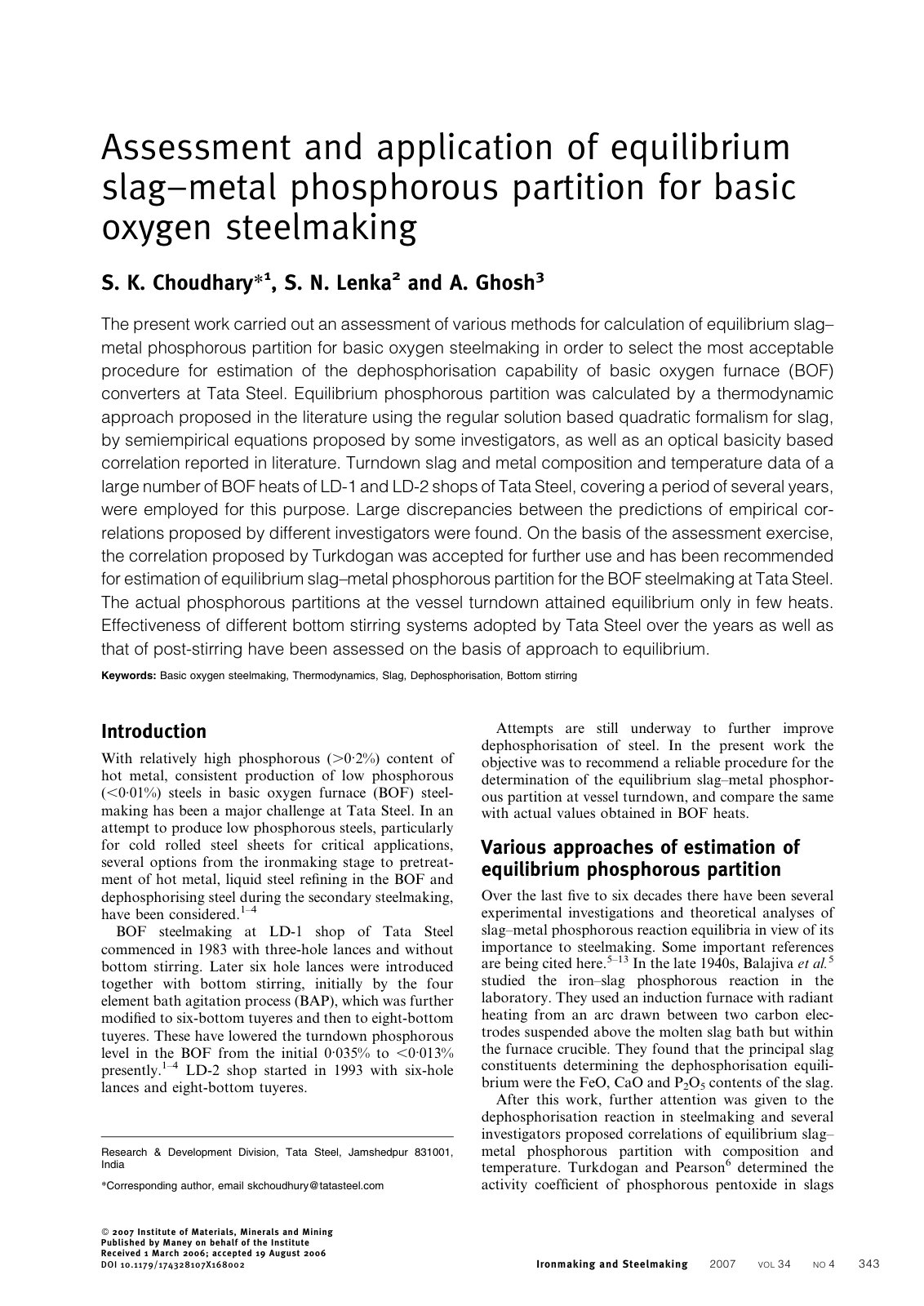 First page of Assessment and application of equilibriu