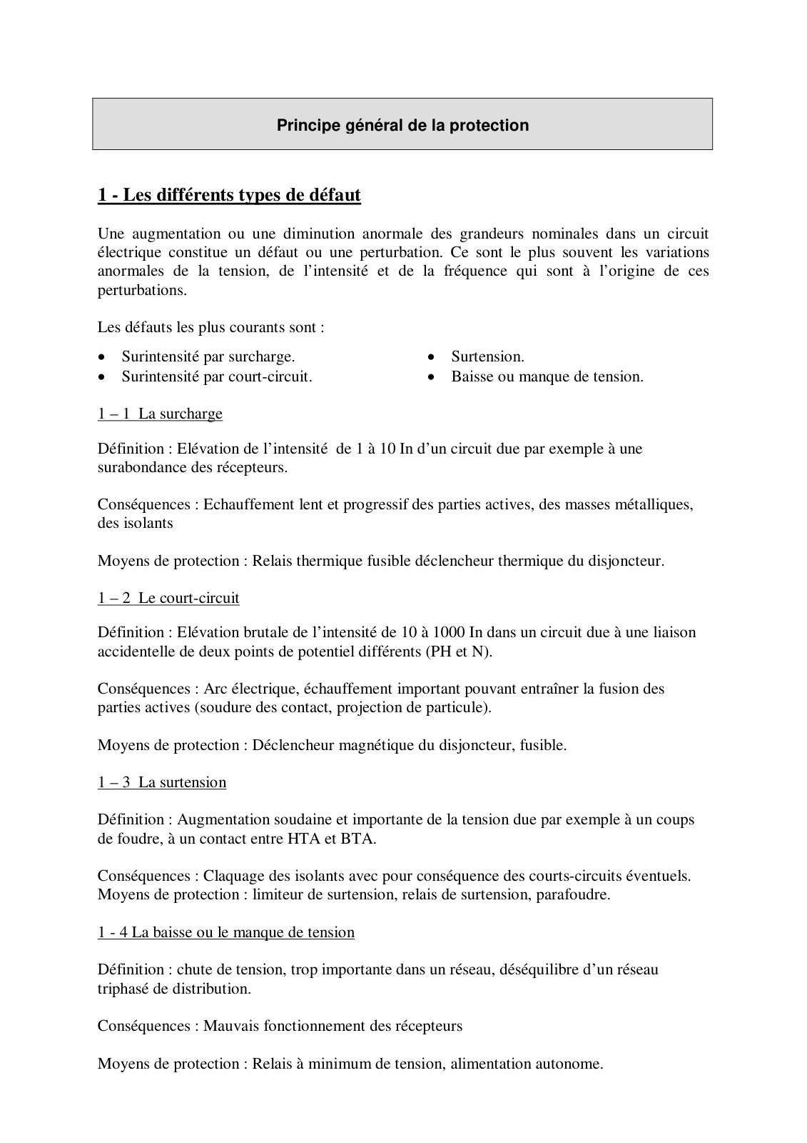 First page of principe protection