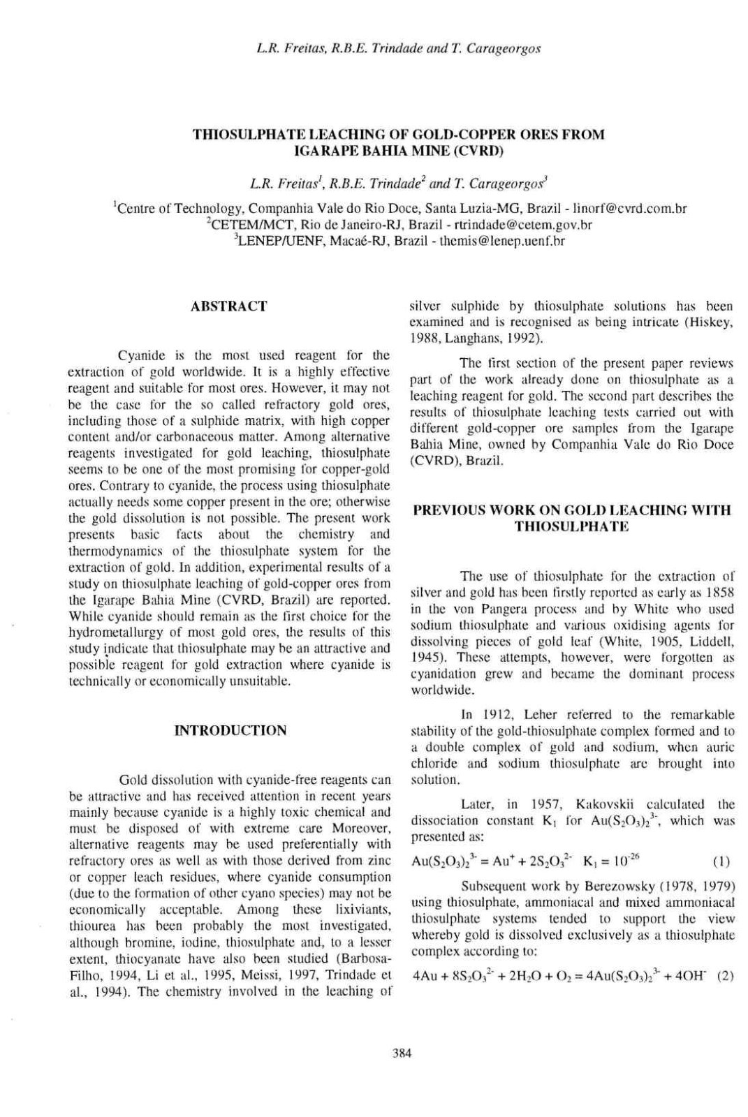 First page of L R Freitas R B E Trindade and T Carageo