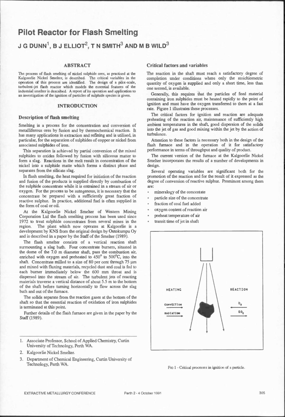 First page of Pilot Reactor for Flash Smelting