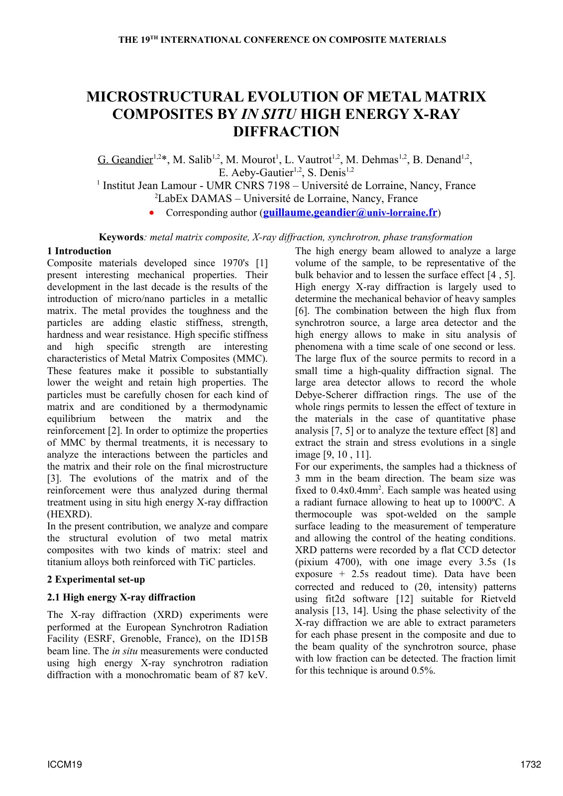 First page of 2013 Geandier MMC InSitu XRD Microstructure
