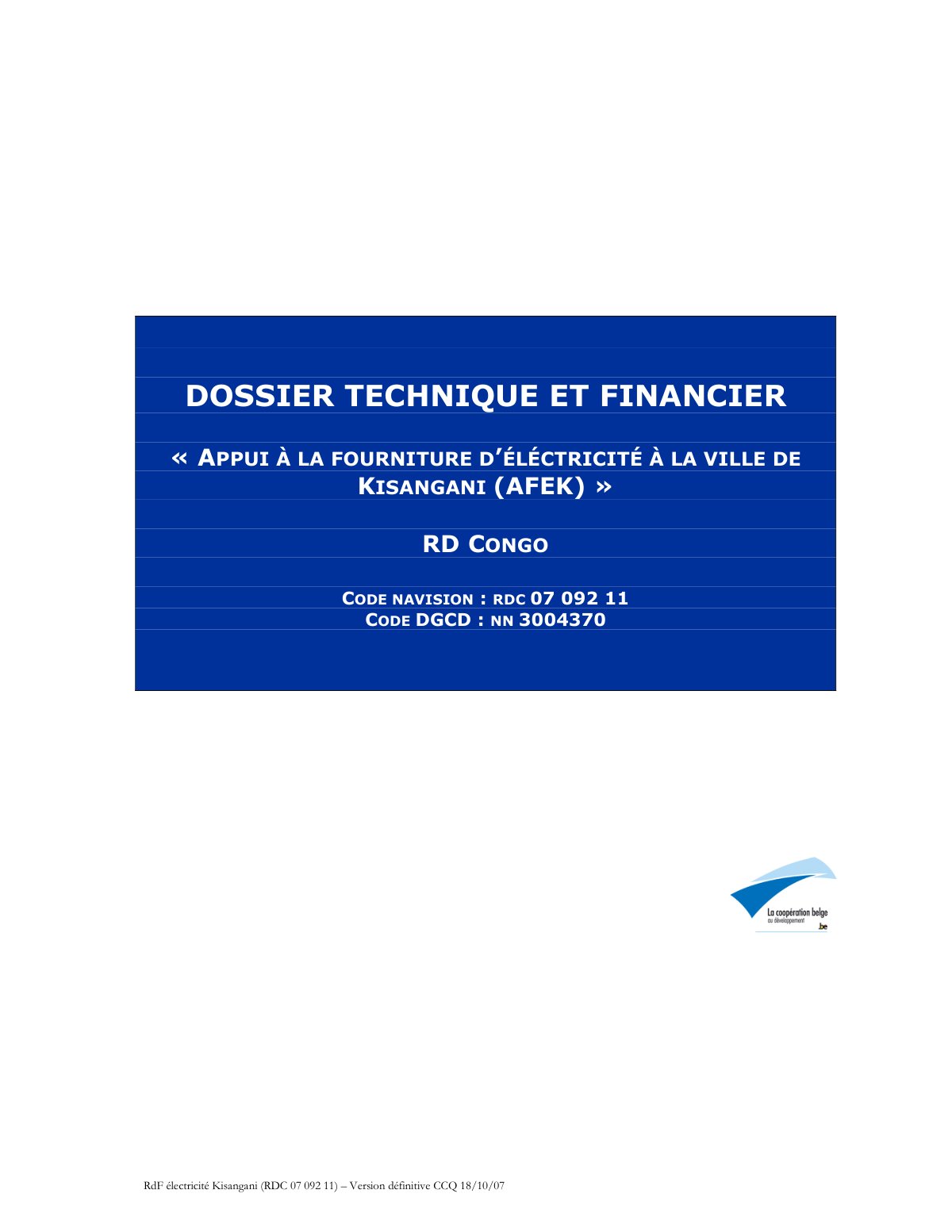 First page of 12673 PROGDESCR dossier technique et financier