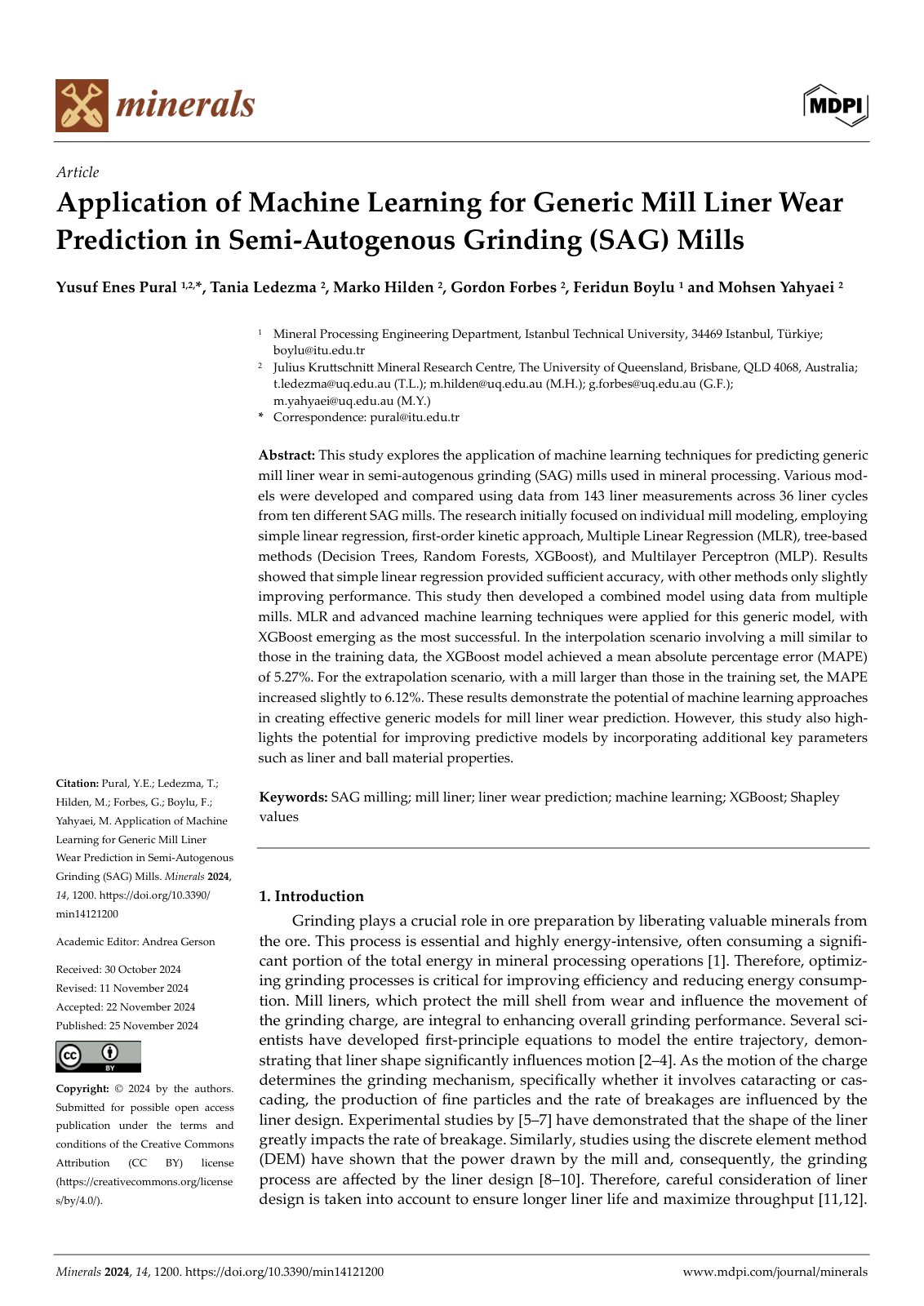 First page of Type of the Paper (Article