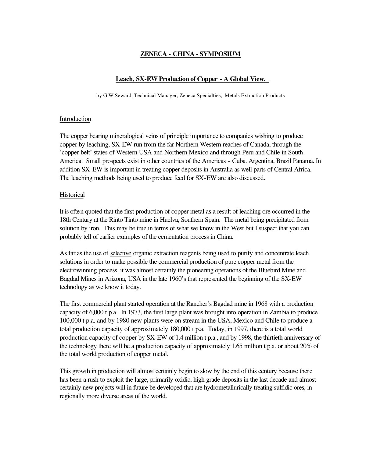 First page of LeachSXEWProductionoOfcopper