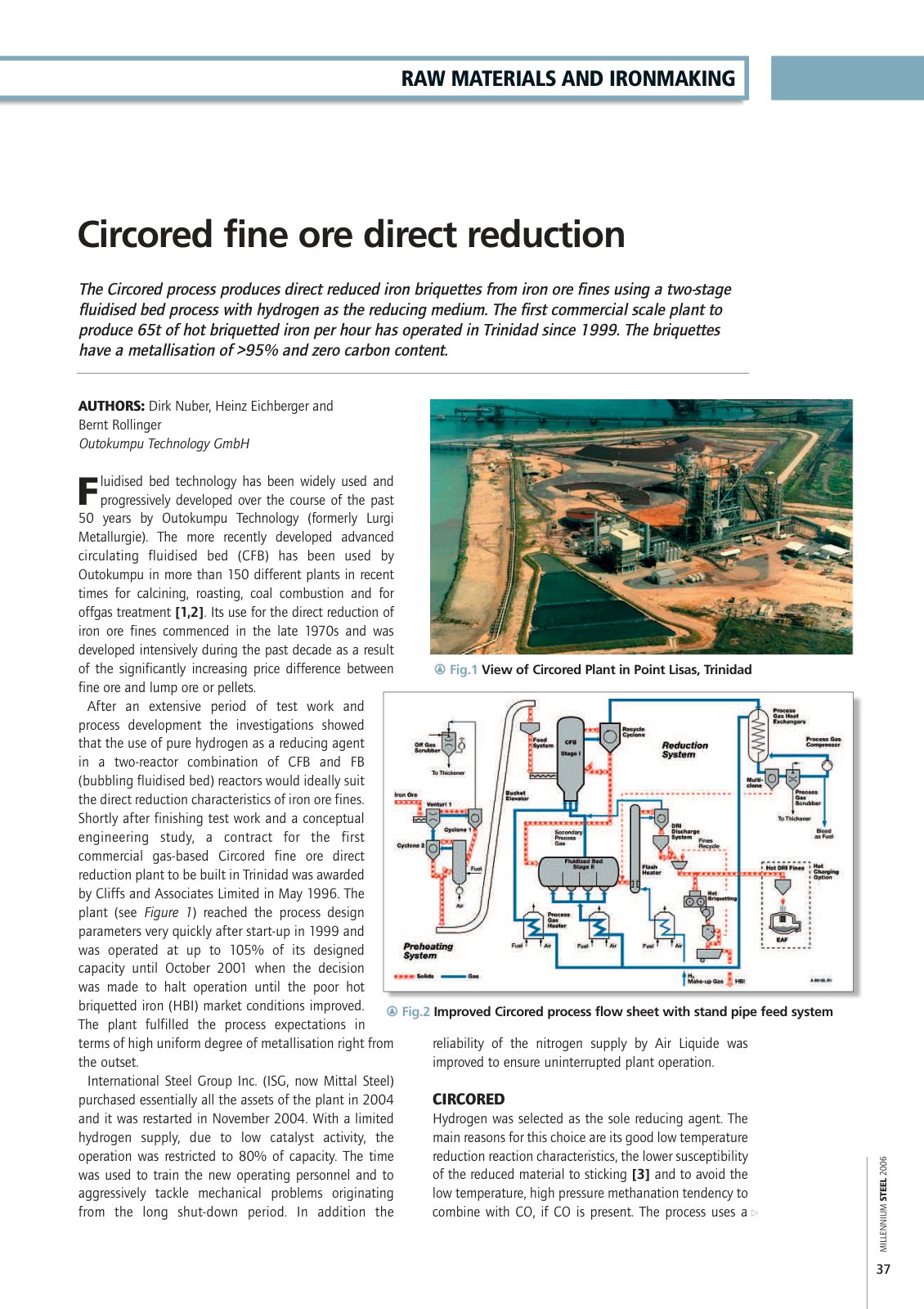 First page of Circored fine ore direct reduction