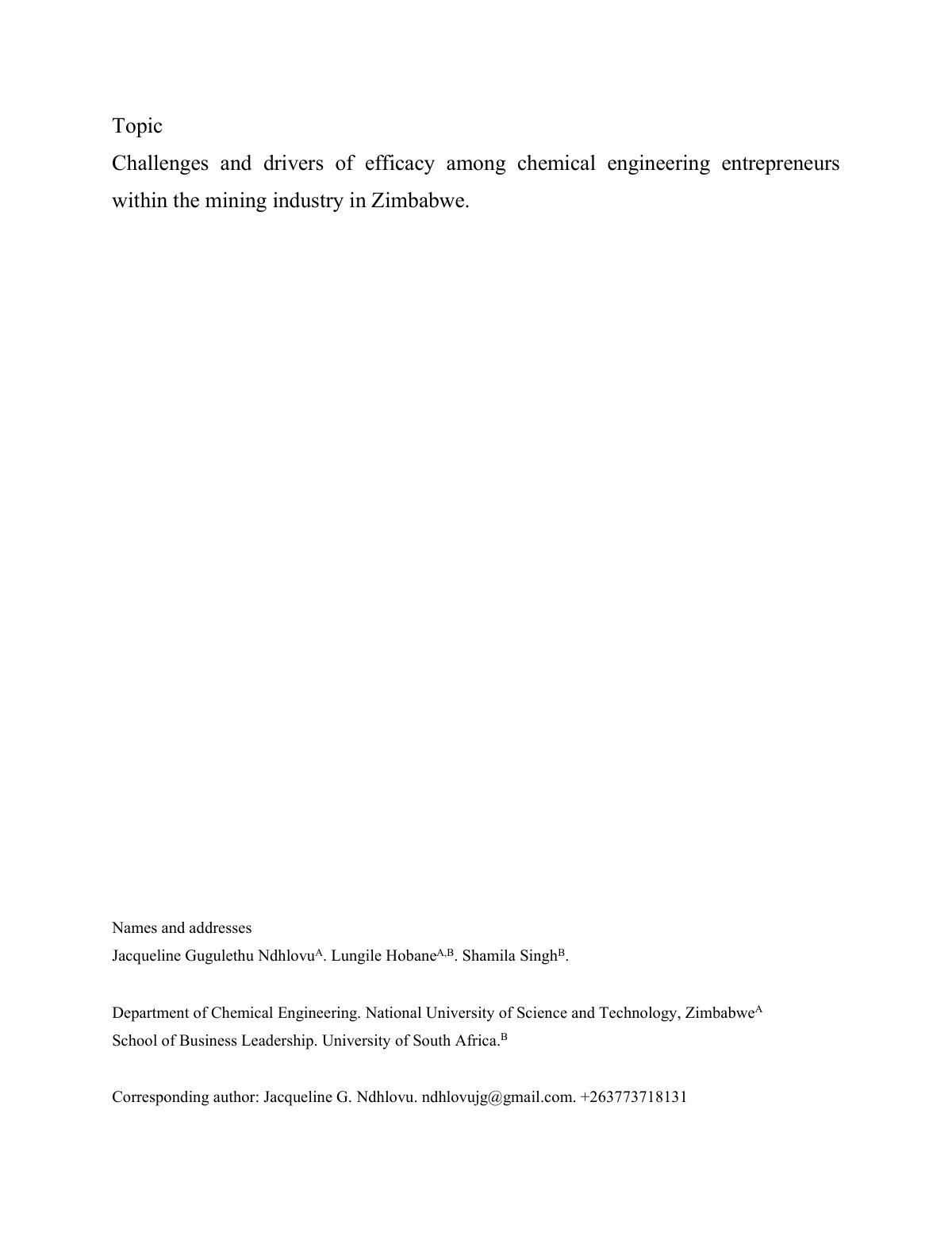 First page of Drivers of efficacy within the mining in
