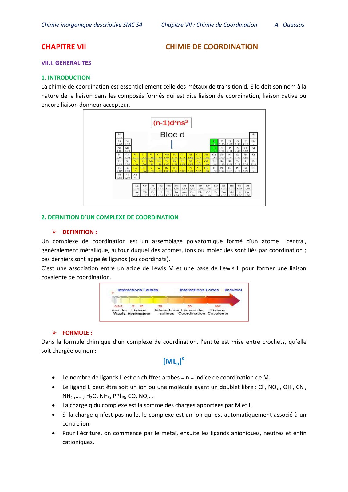 First page of Chimie de coordination