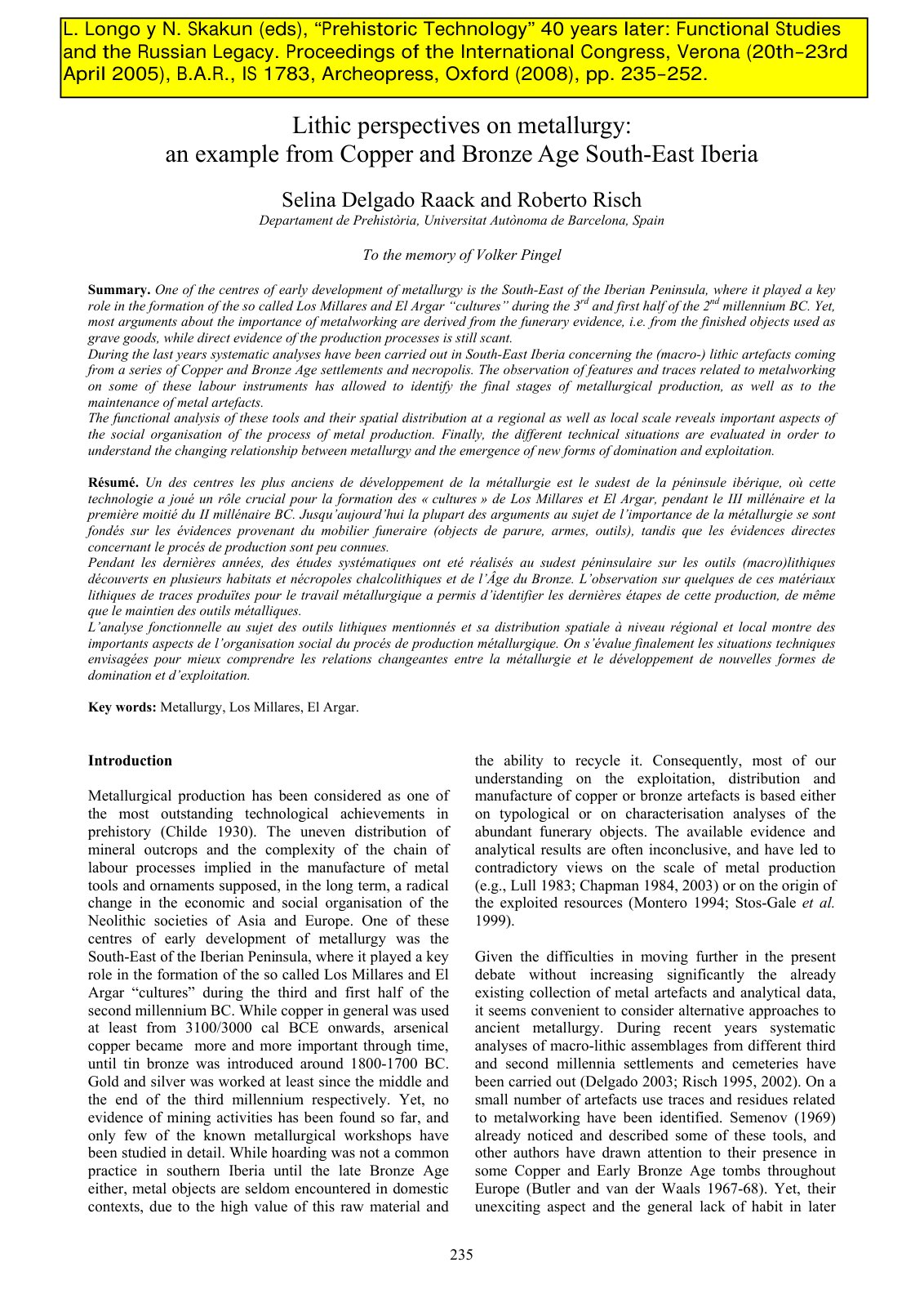 First page of DELGADOyRISCH 2008 Verona