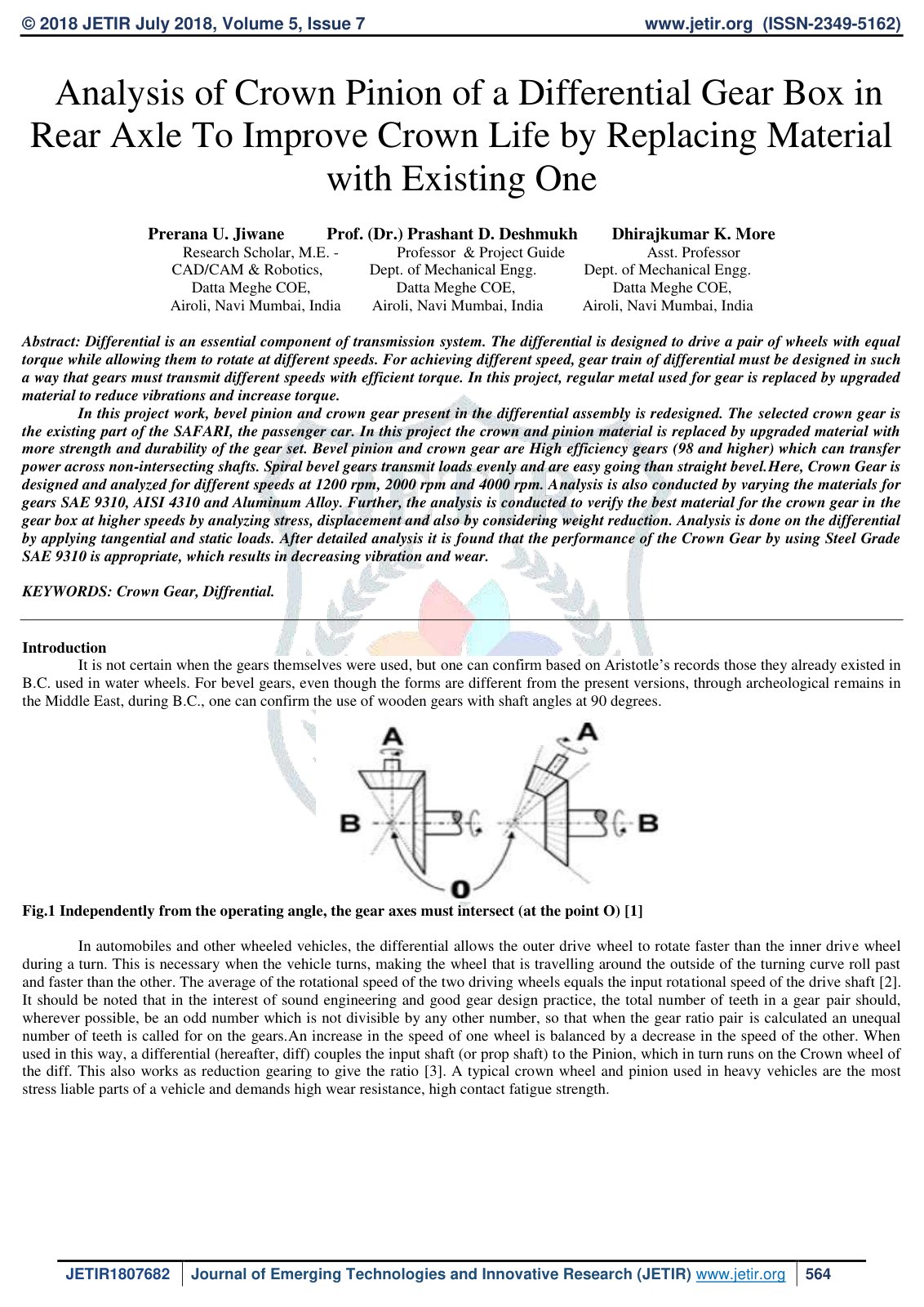 First page of Analysis of Crown Pinion of a Differenti