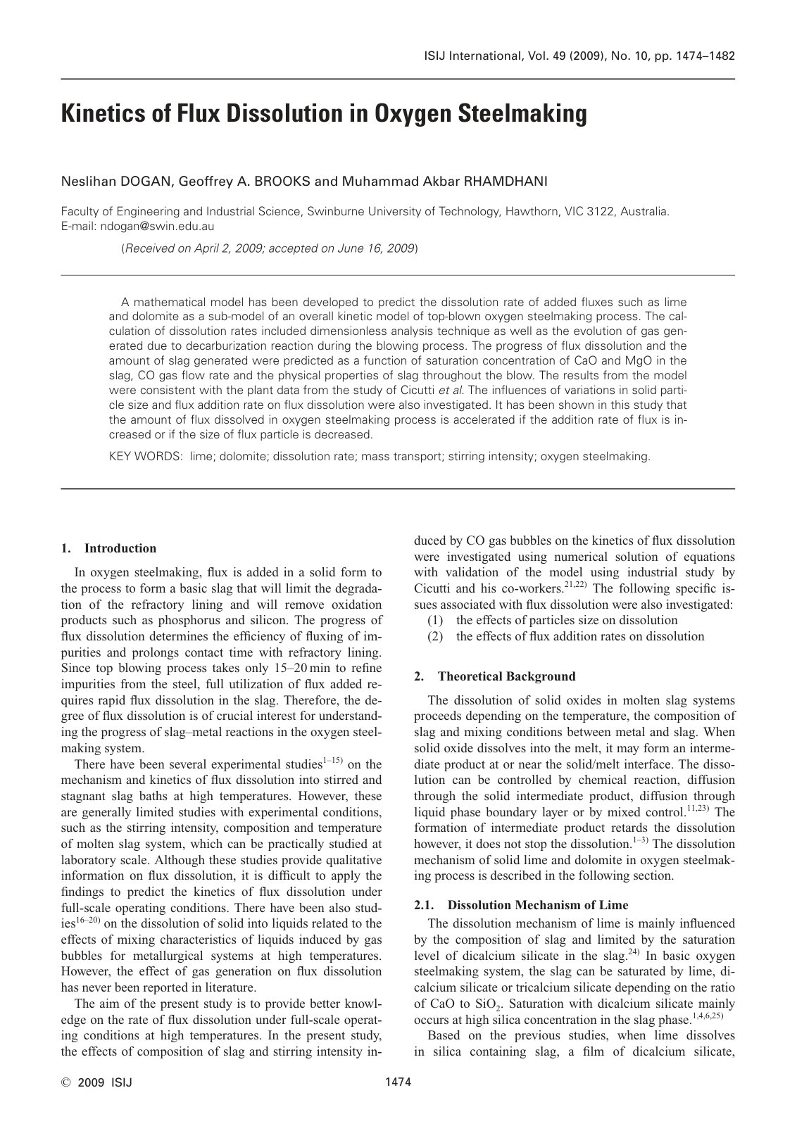 First page of 038 Kinetics of Flux Dissolution in Oxygen Steelmaking
