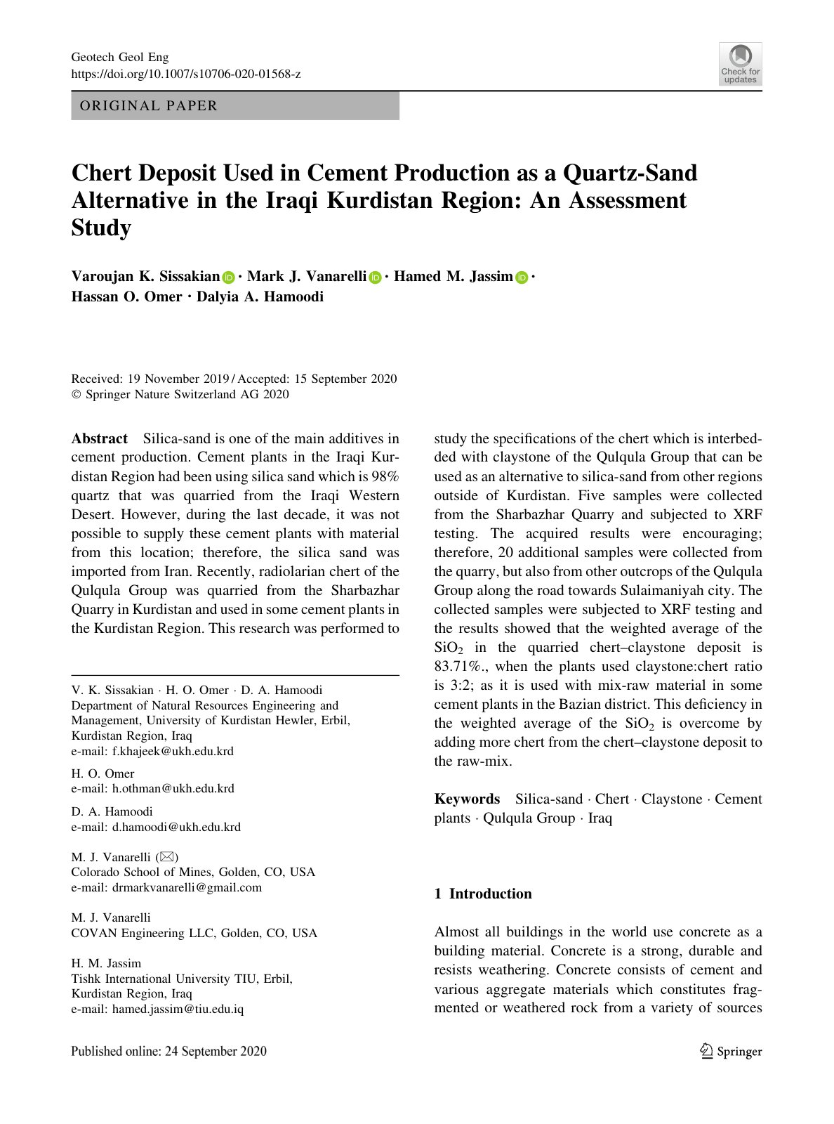 First page of Chert Deposit Used in Cement Production