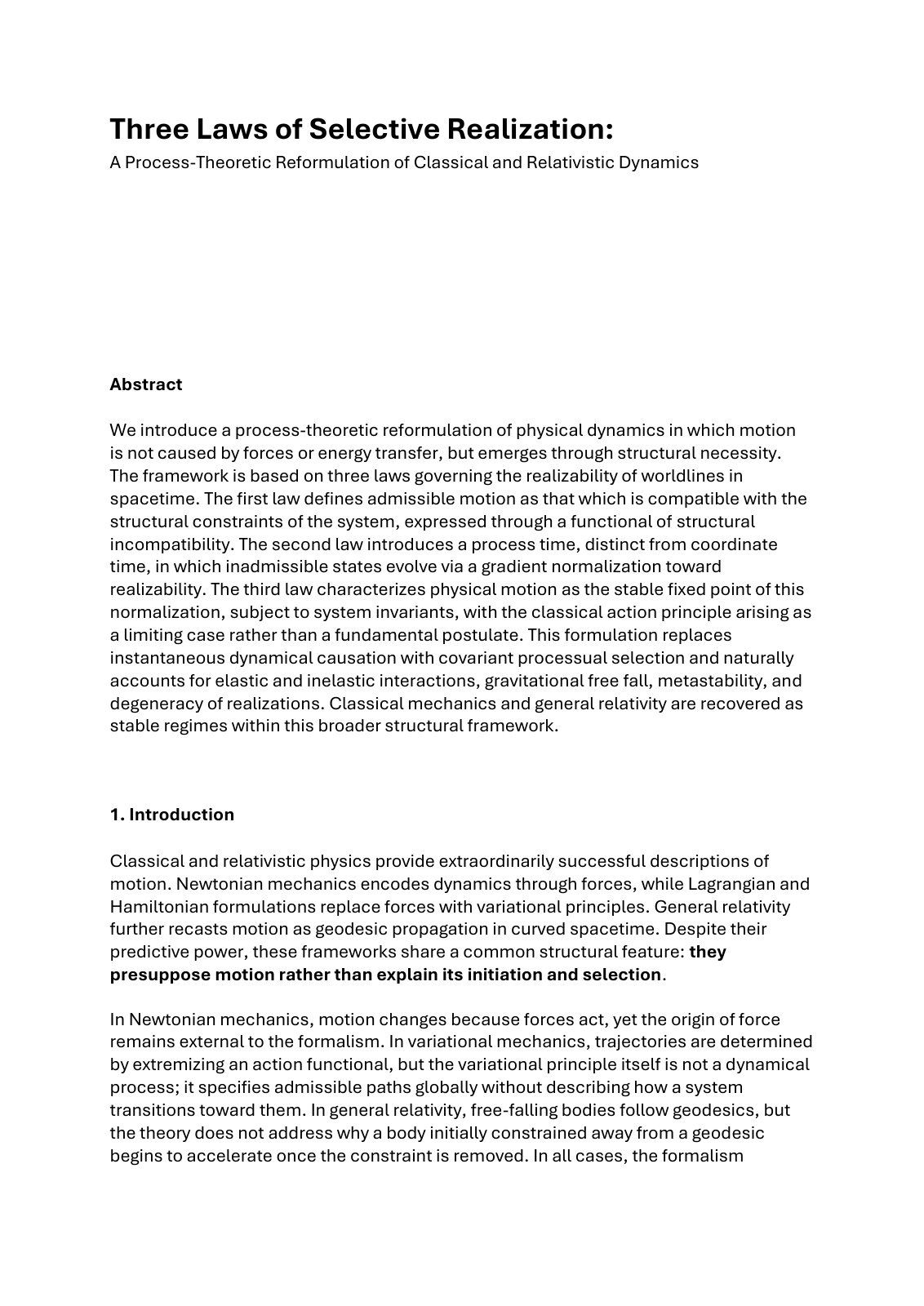 First page of Three Laws of Selective Realization A Pr