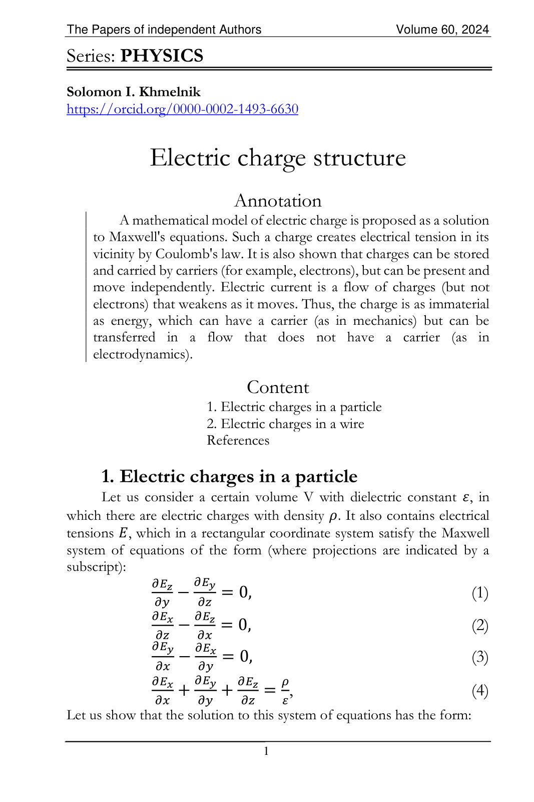 First page of Electric charge structure