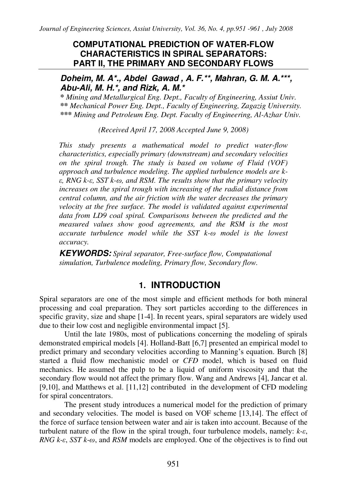 First page of Computational Prediction of Water Flow C