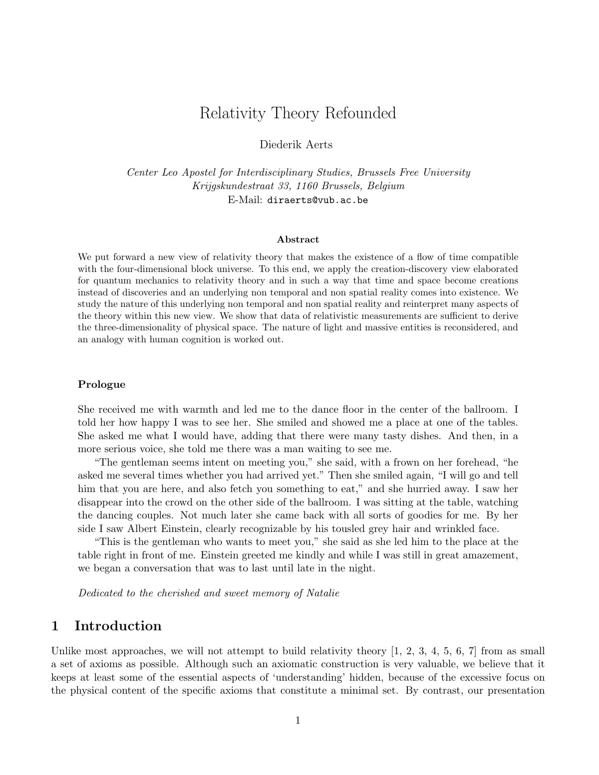 First page of Relativity Theory Refounded