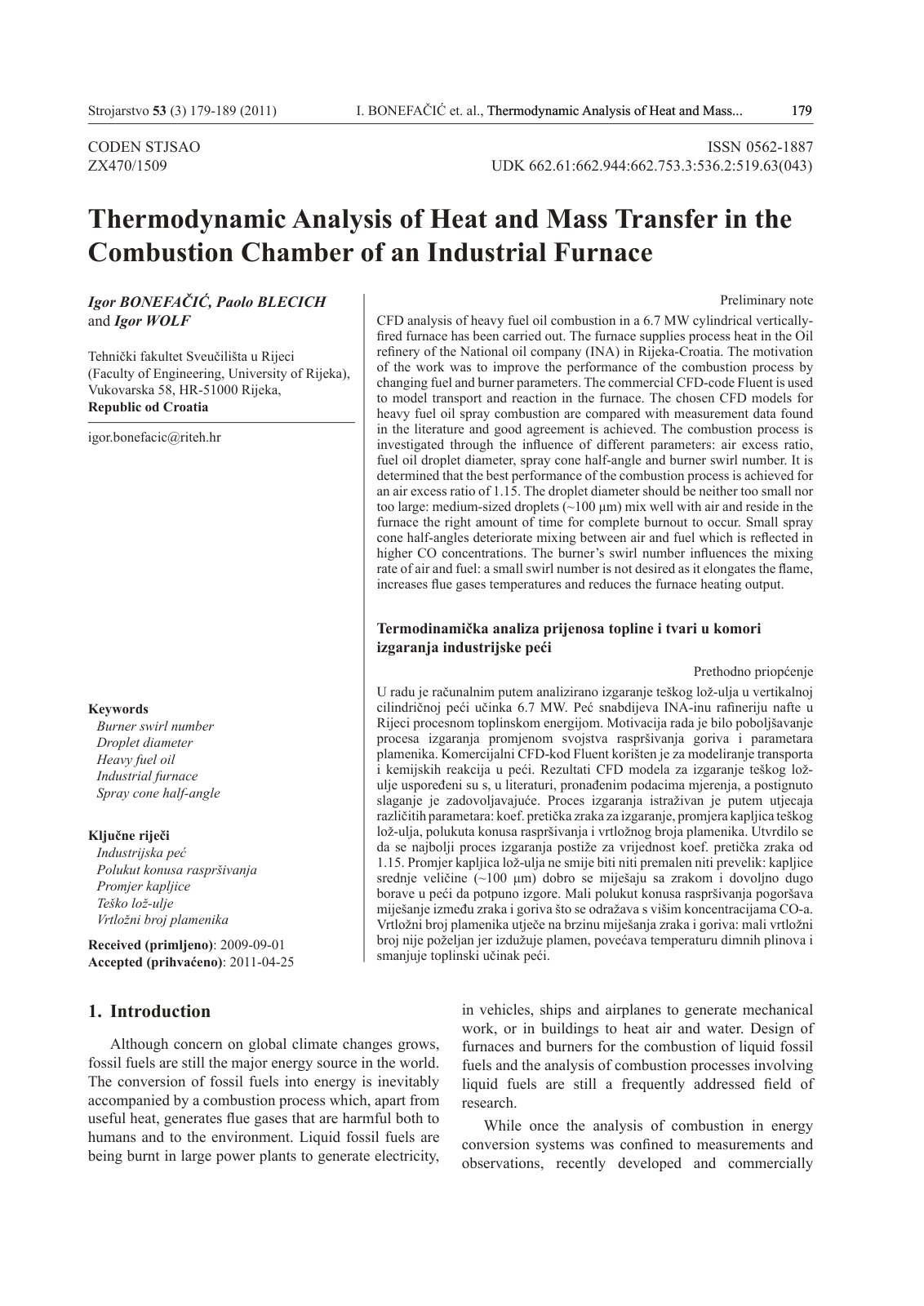 First page of Thermodynamic analysis of heat and mass