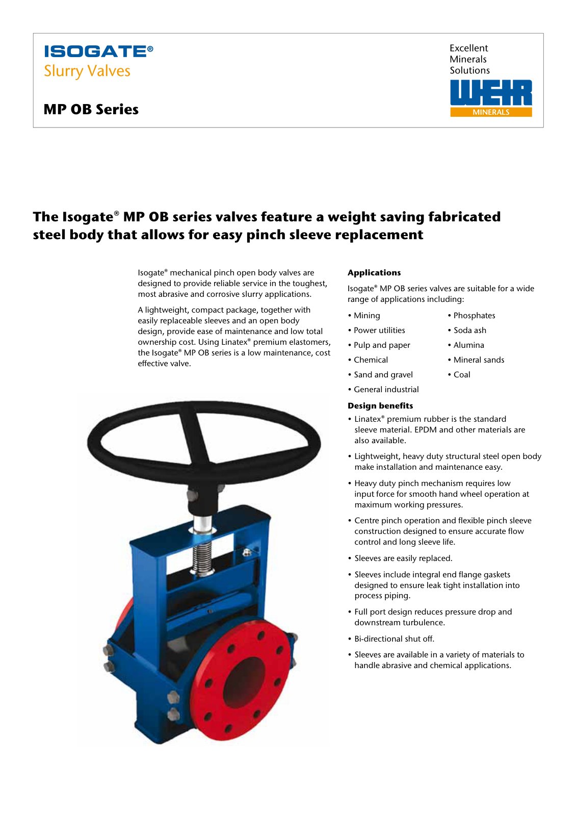 First page of ISOGATE Slurry Valves MP OB Series PREVIEW
