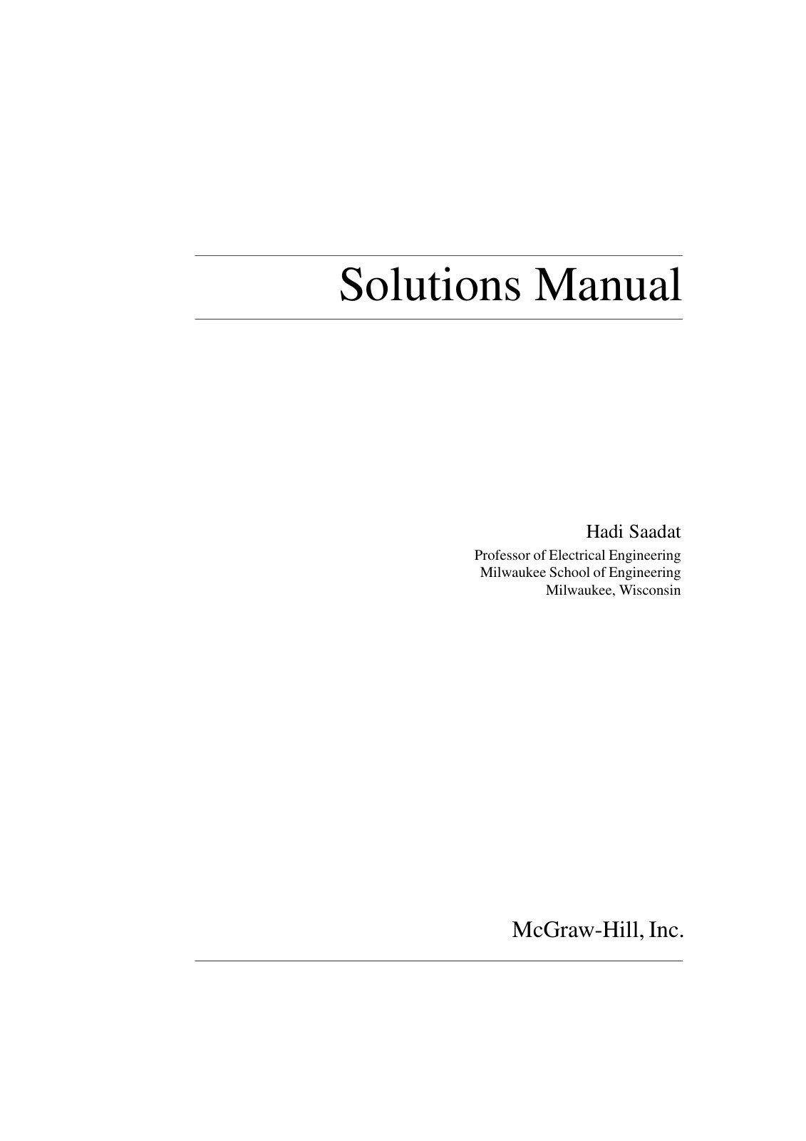 First page of Solutions Manual