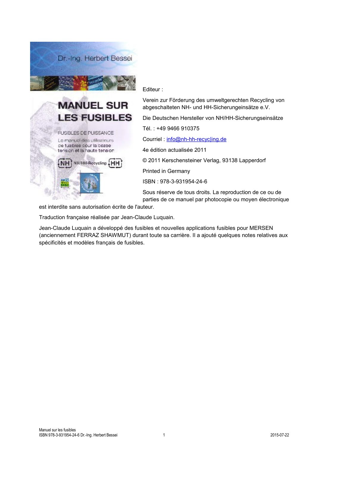 First page of manuel fusibles