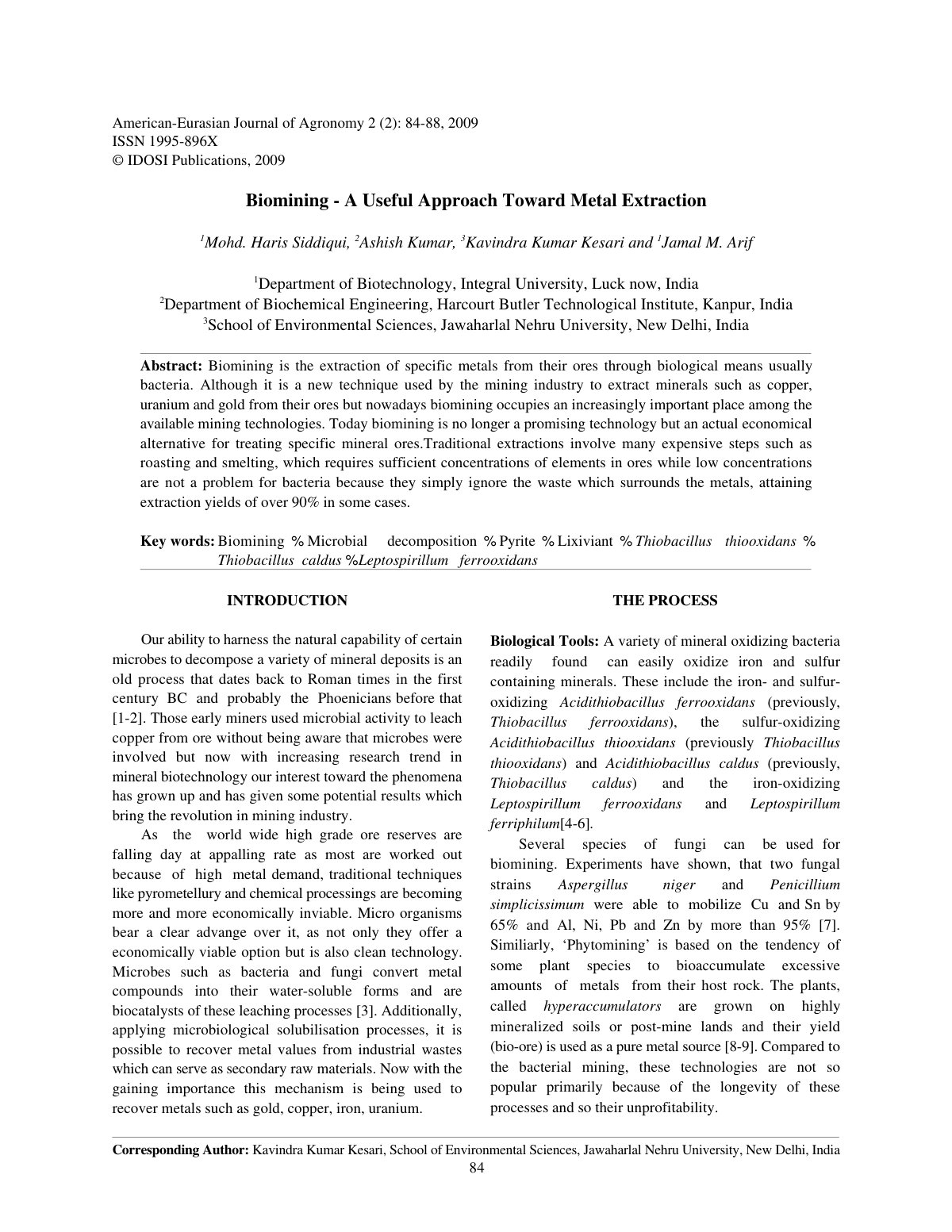 First page of Biomining A Useful Approach Toward Metal