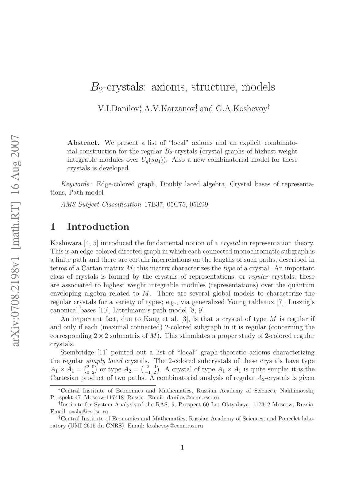 First page of crystals Axioms structure models