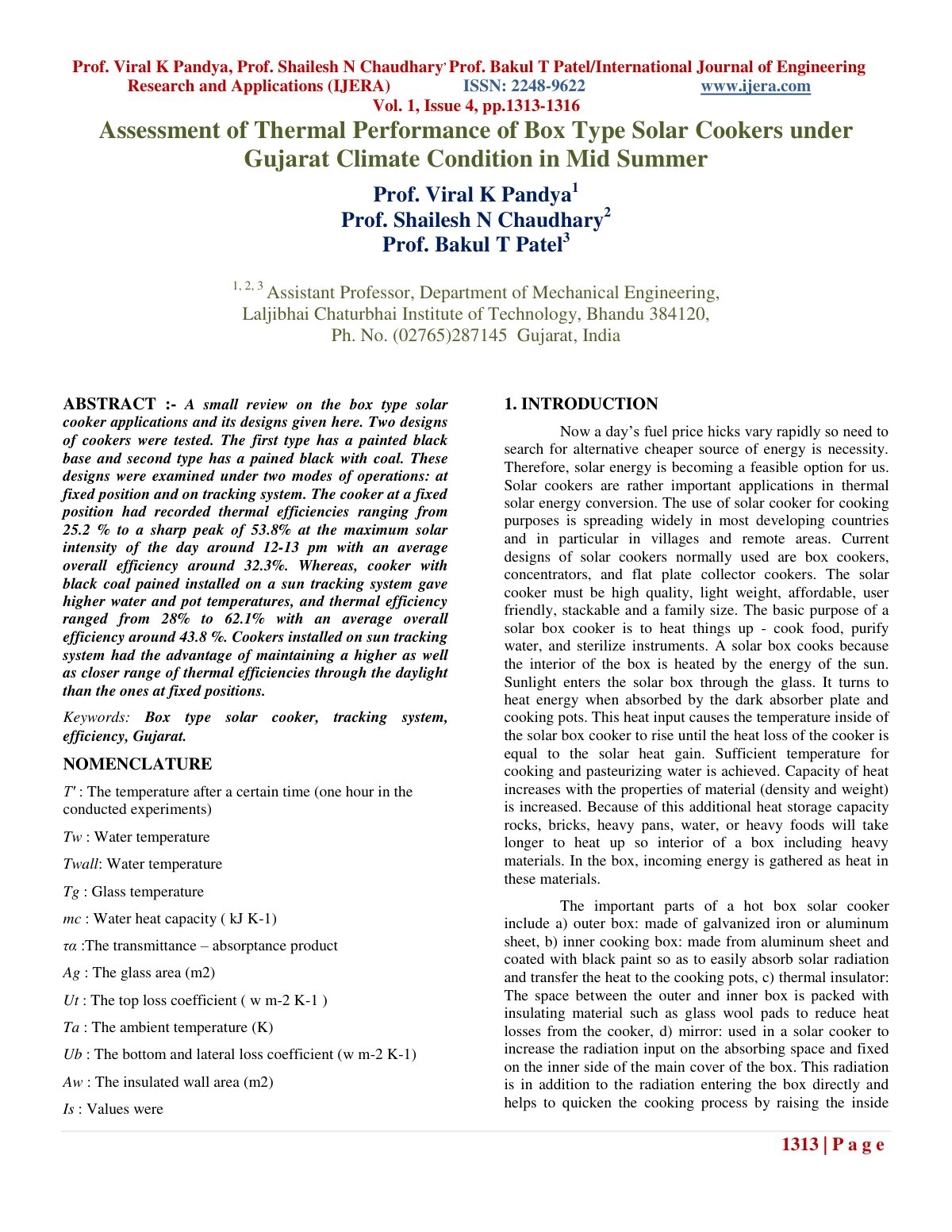 First page of Assessment of Thermal Performance of Box