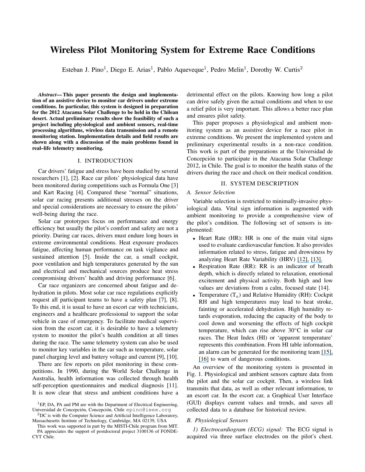 First page of Wireless pilot monitoring system for ext