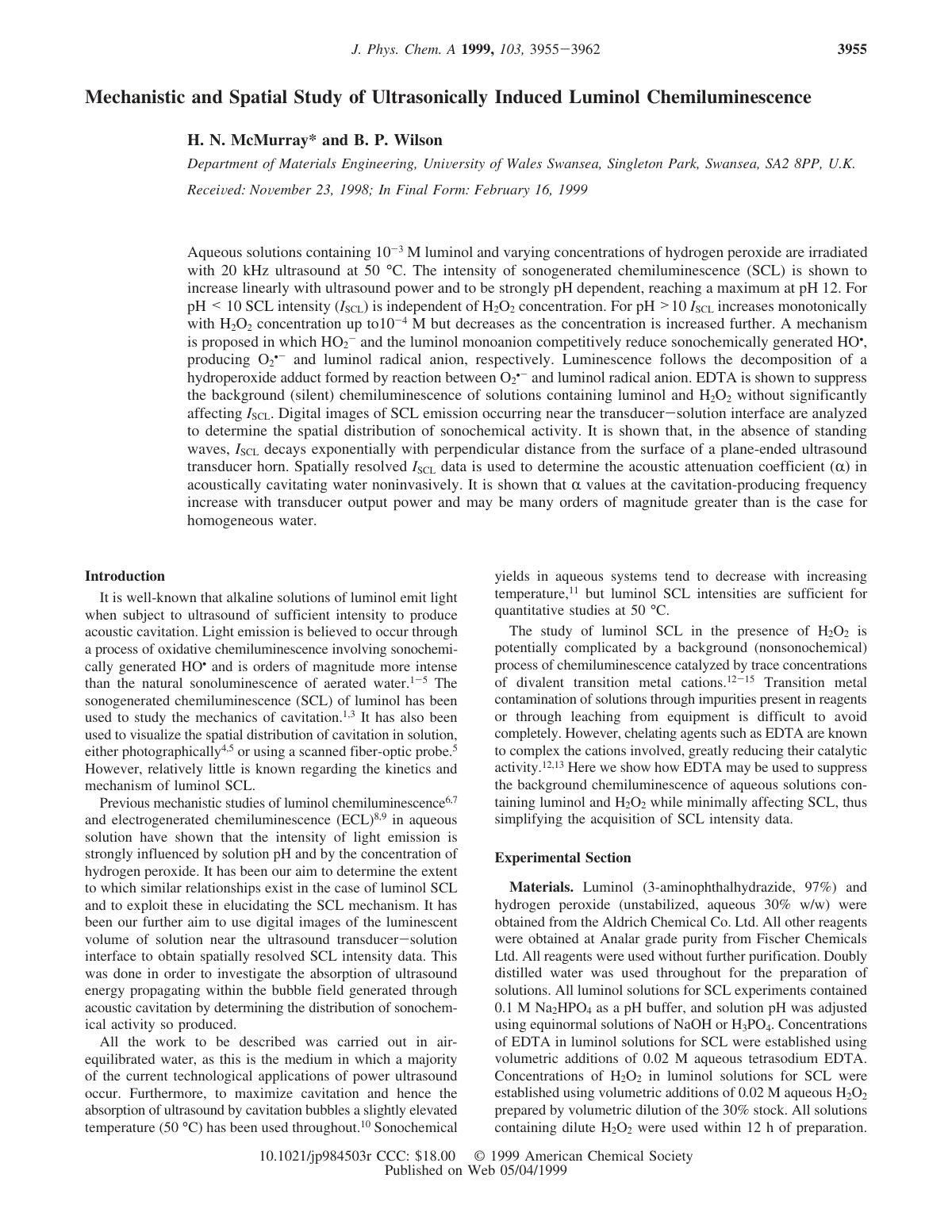 First page of Mechanistic and spatial study of ultraso