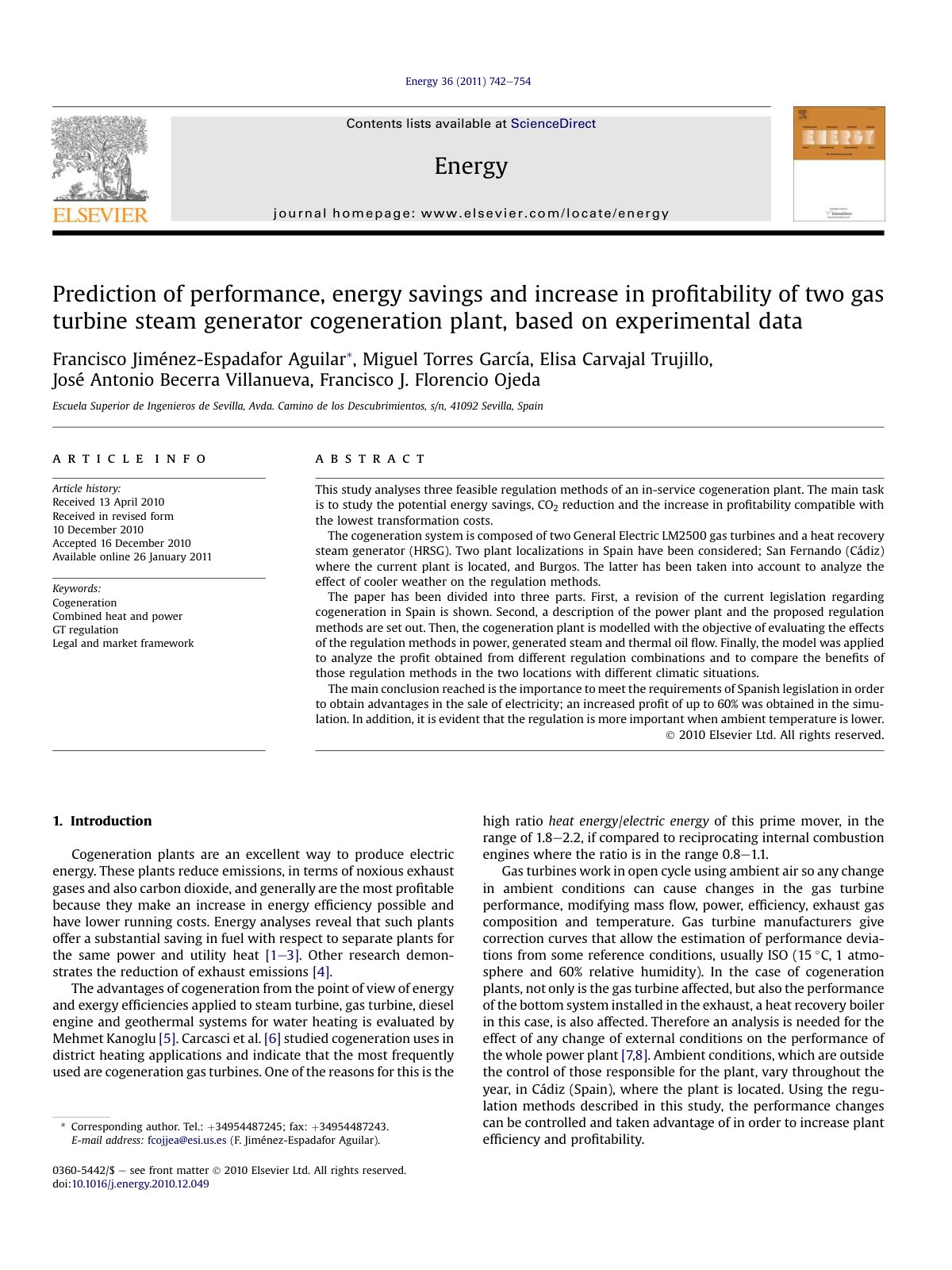 First page of Prediction of performance energy savings