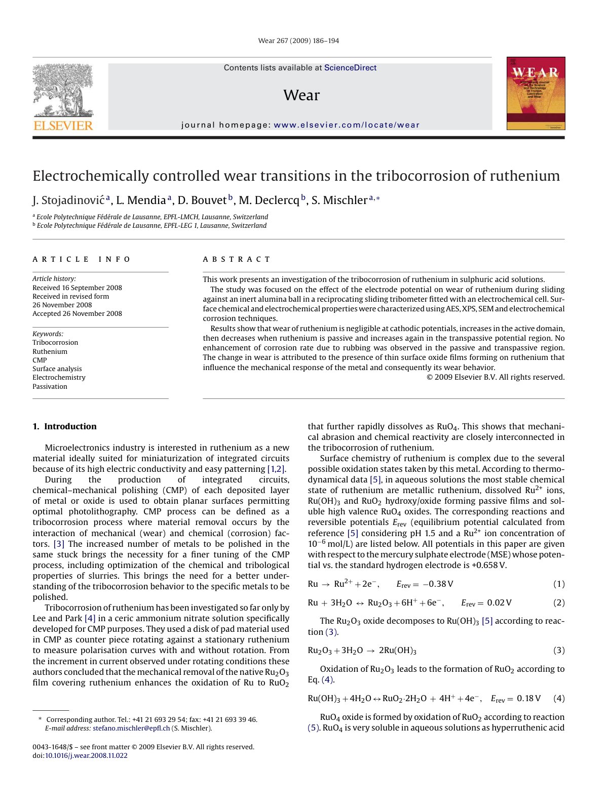First page of Electrochemically controlled wear transi