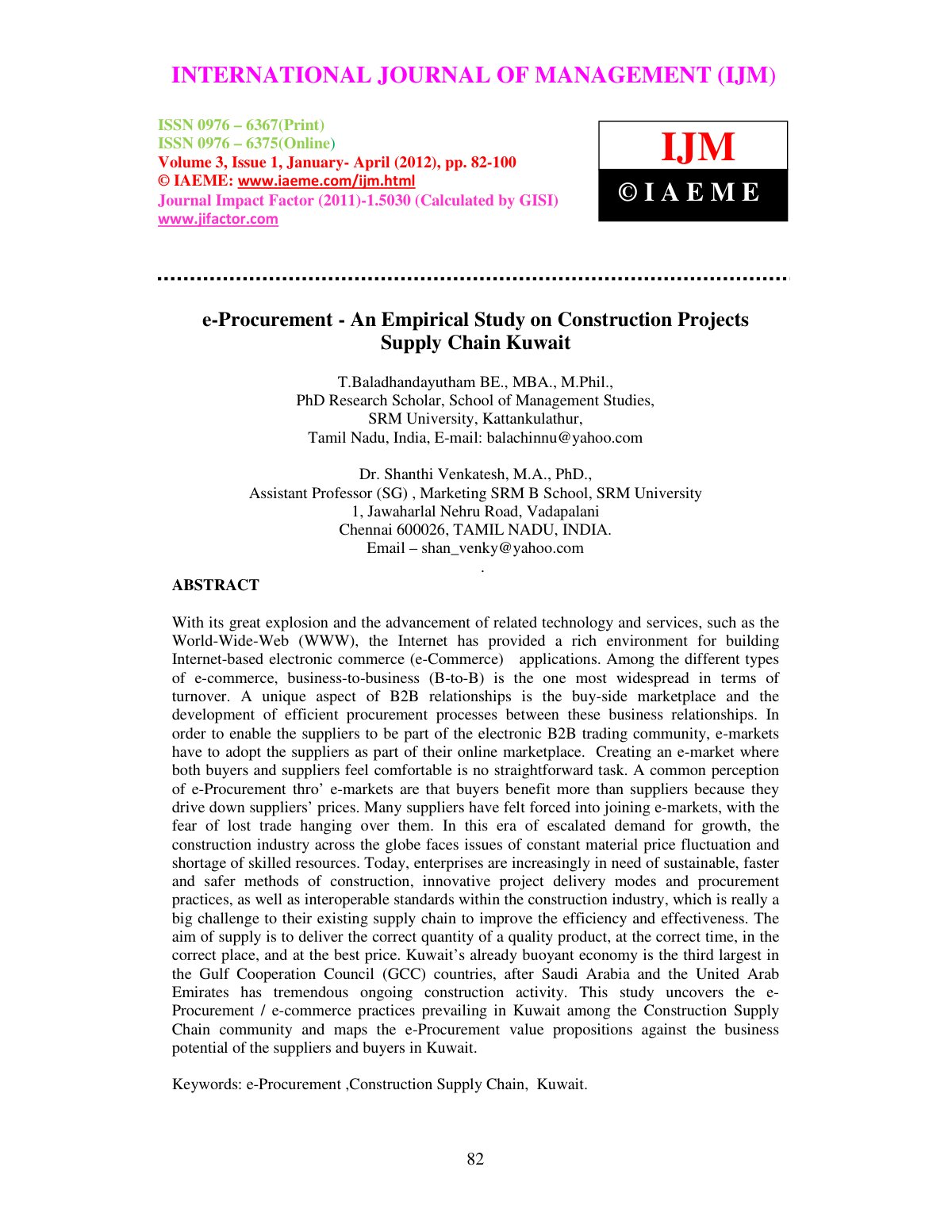 First page of e Procurement An Empirical Study on Cons