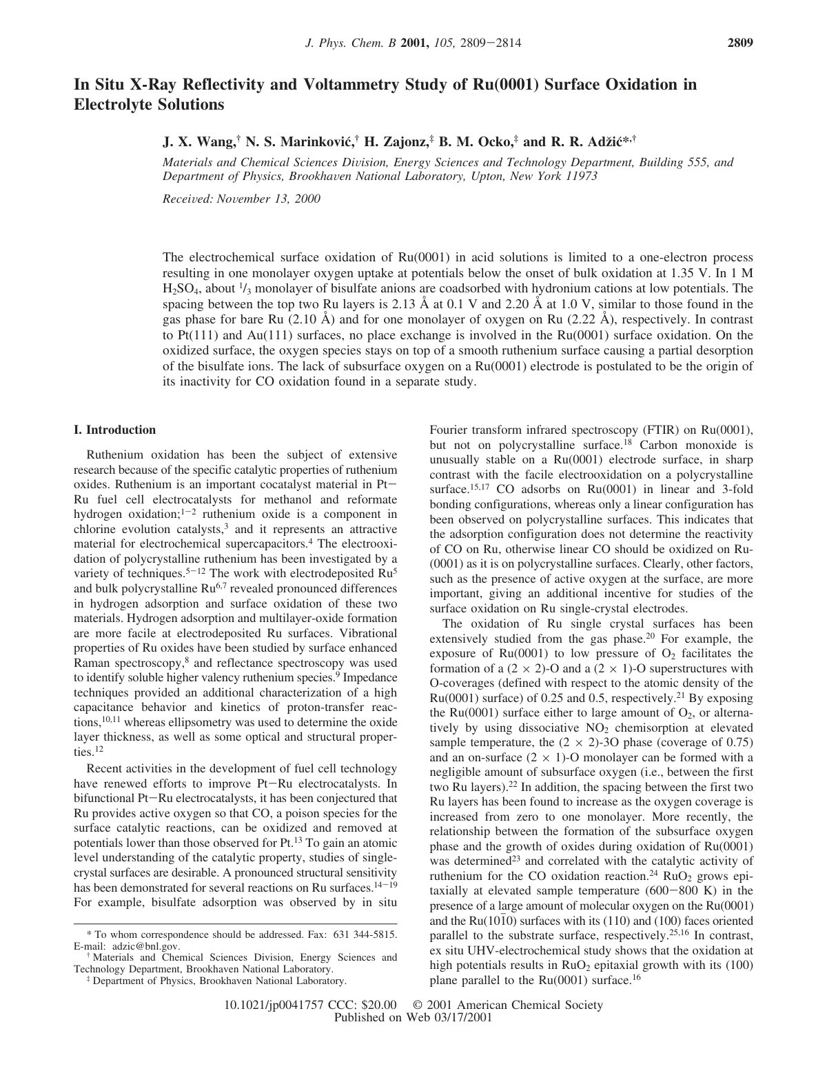 First page of In Situ X Ray Reflectivity and Voltammet