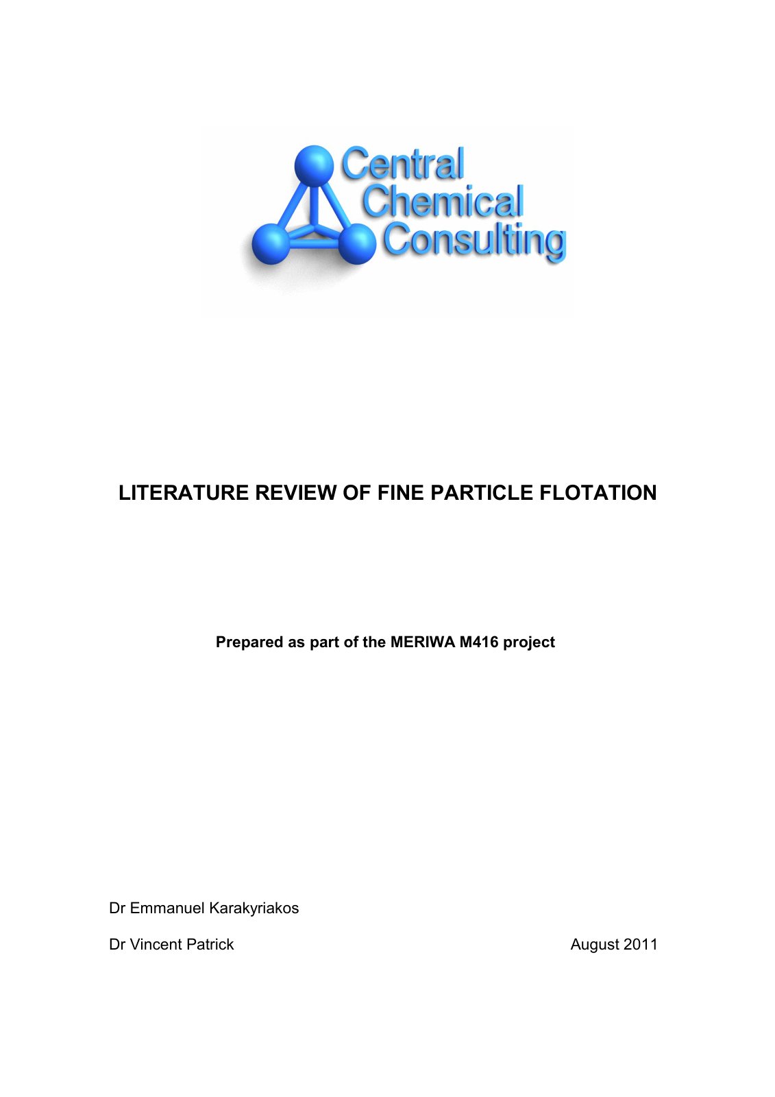 First page of Flotation of Fines   M416 litreview final