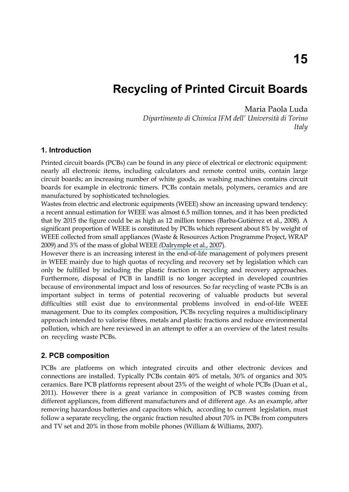 First page of Recycling of Printed Circuit Boards