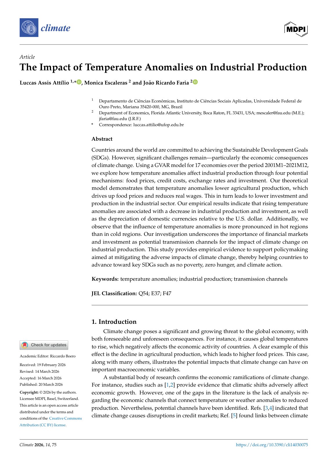 First page of The Impact of Temperature Anomalies on Industrial 