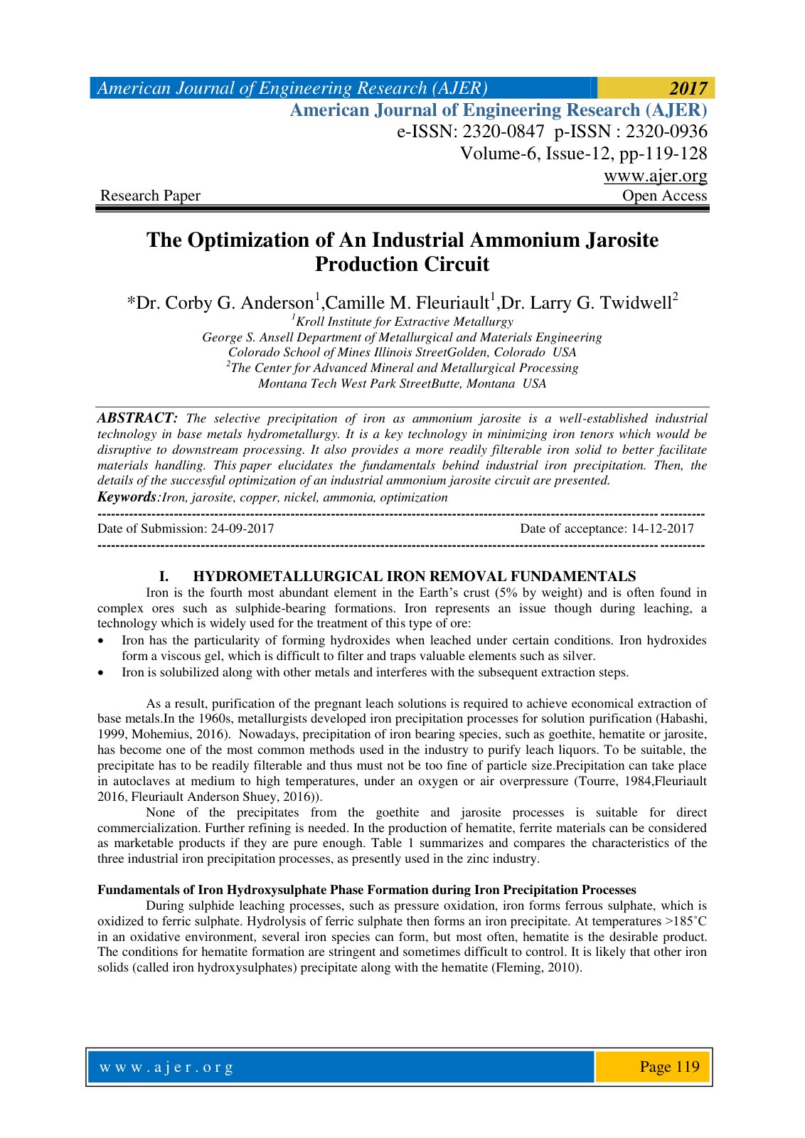 First page of The Optimization Of An Industrial Ammoni