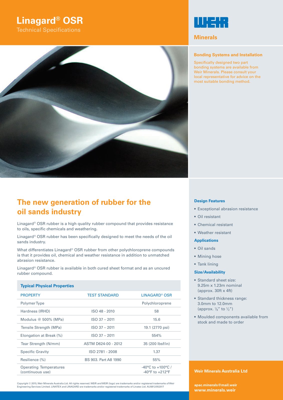 First page of AU0812 Linagard OSR Spec Sheet 052017 PREVIEW